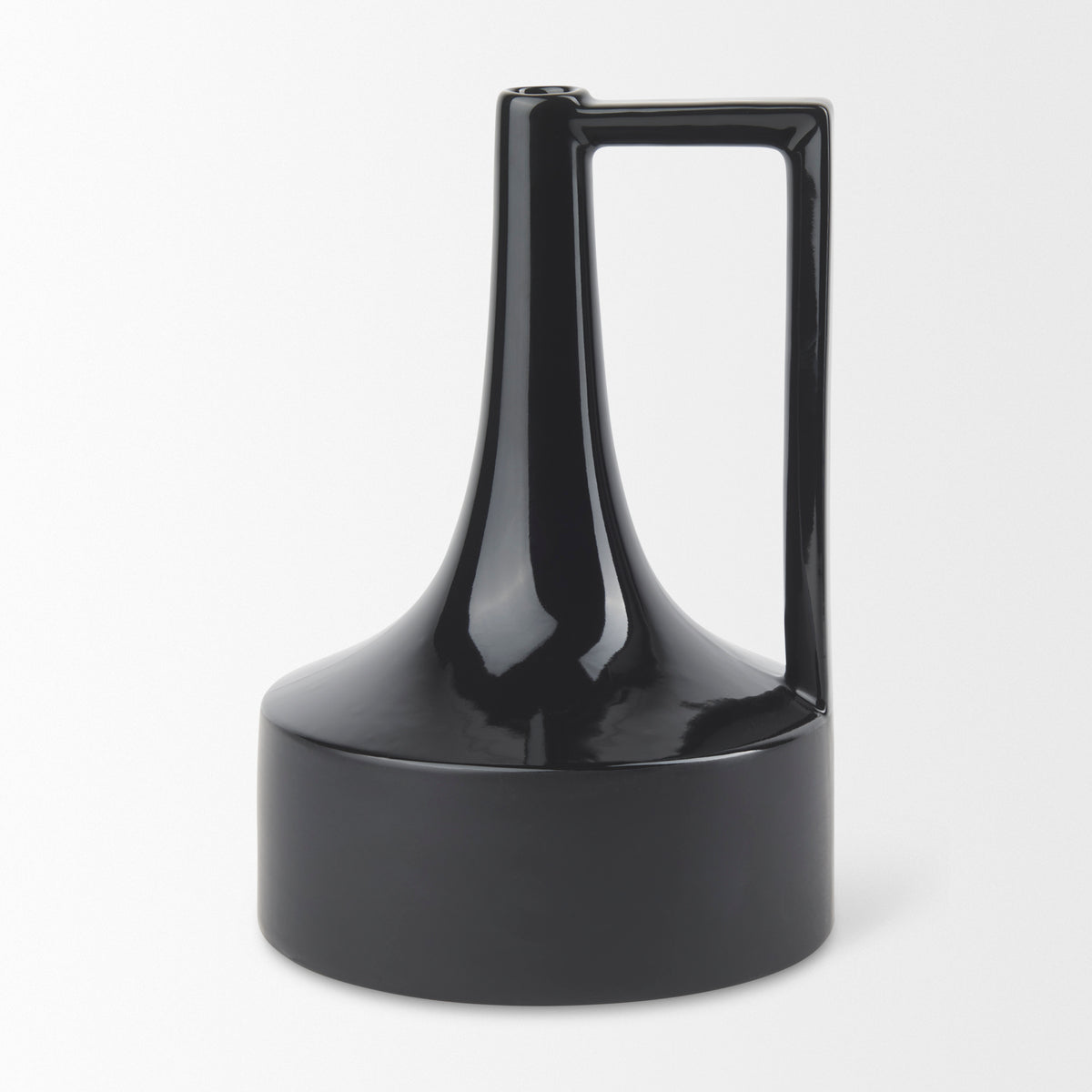 Burton 13.1H Large Glossy and Matte Black Ceramic Jug Vase-Vase-DECOROLALA