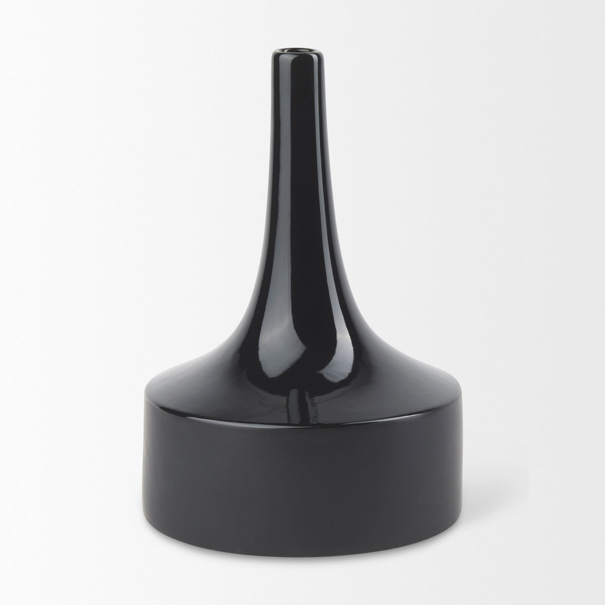 Burton 13.1H Large Glossy and Matte Black Ceramic Jug Vase-Vase-DECOROLALA