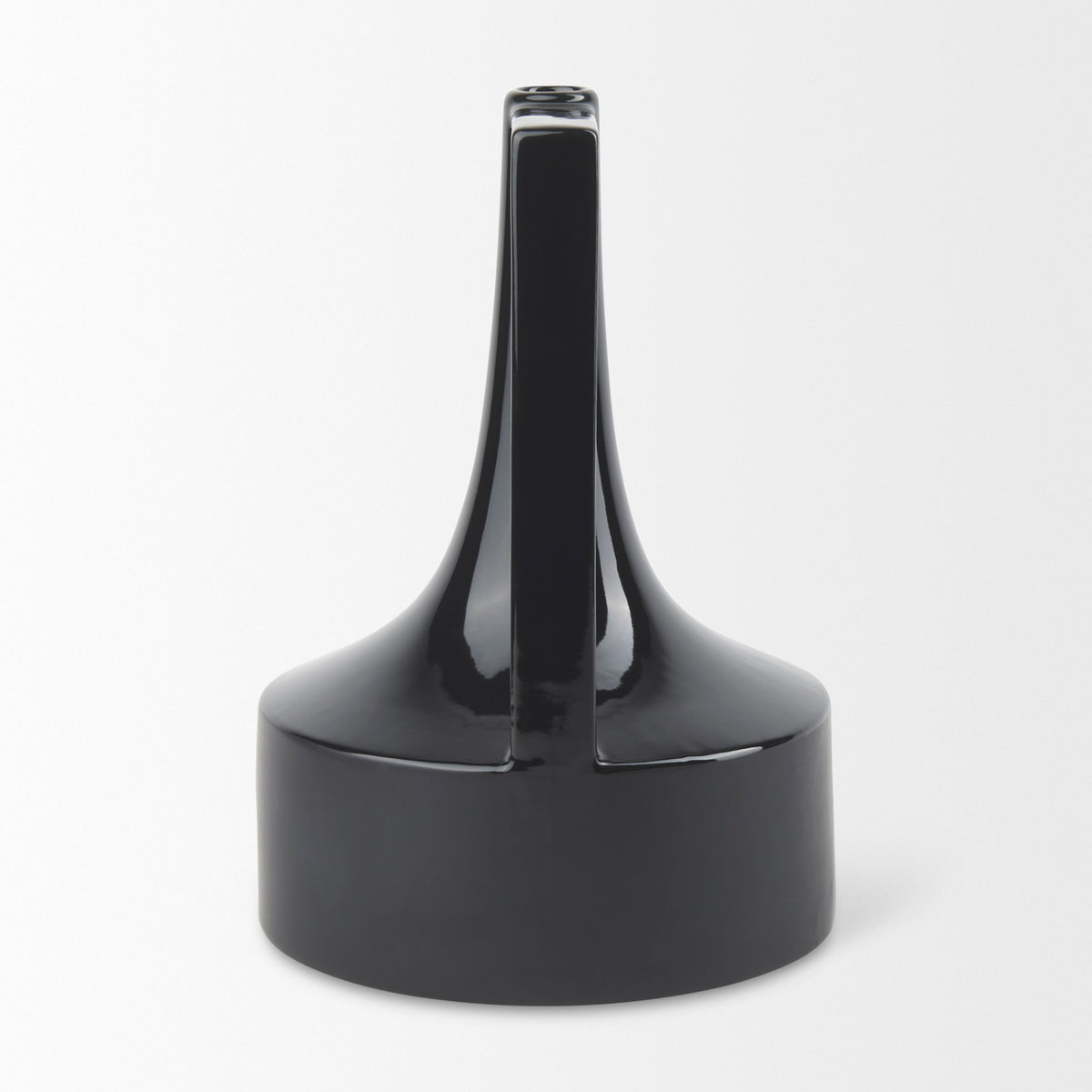 Burton 13.1H Large Glossy and Matte Black Ceramic Jug Vase-Vase-DECOROLALA