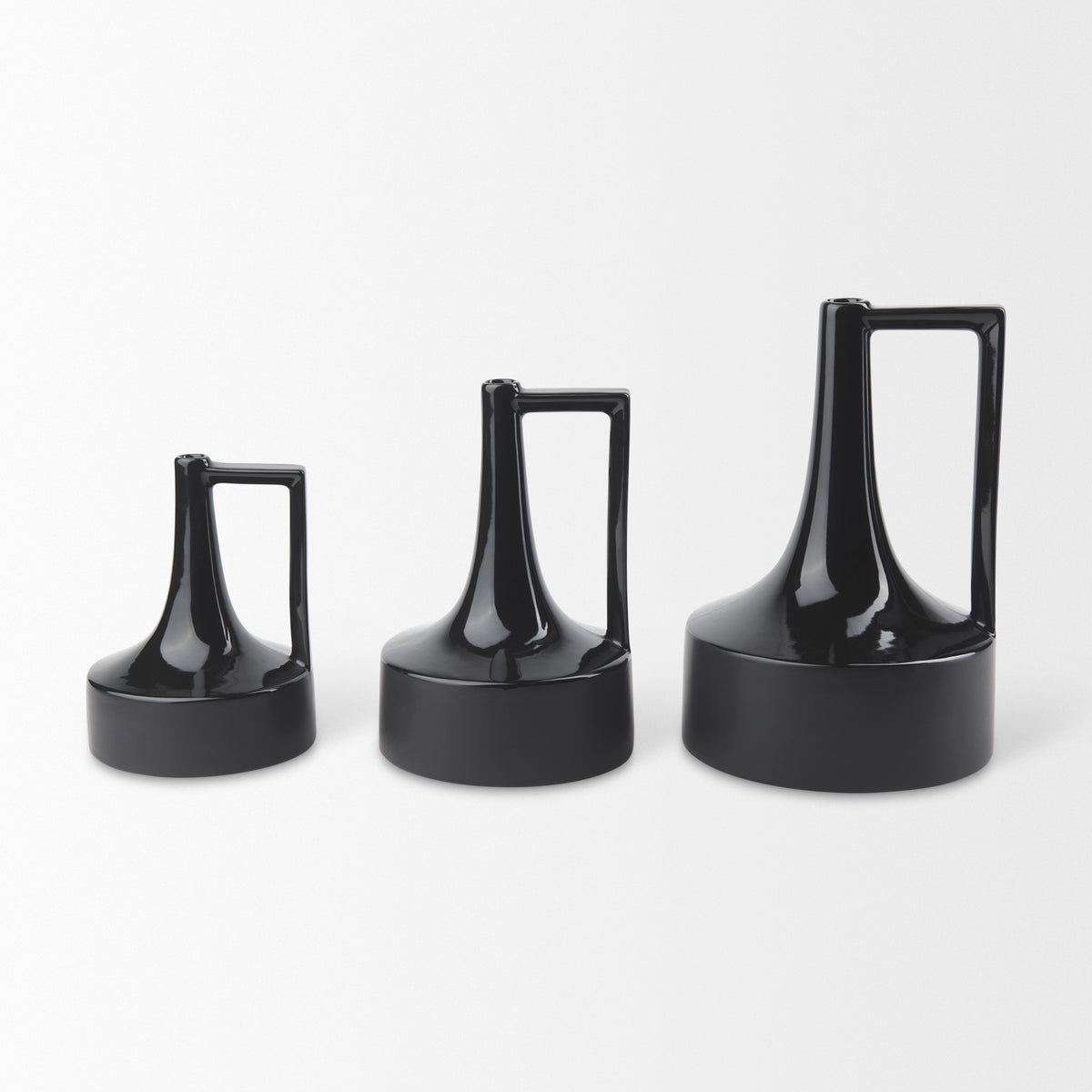 Burton 13.1H Large Glossy and Matte Black Ceramic Jug Vase-Vase-DECOROLALA