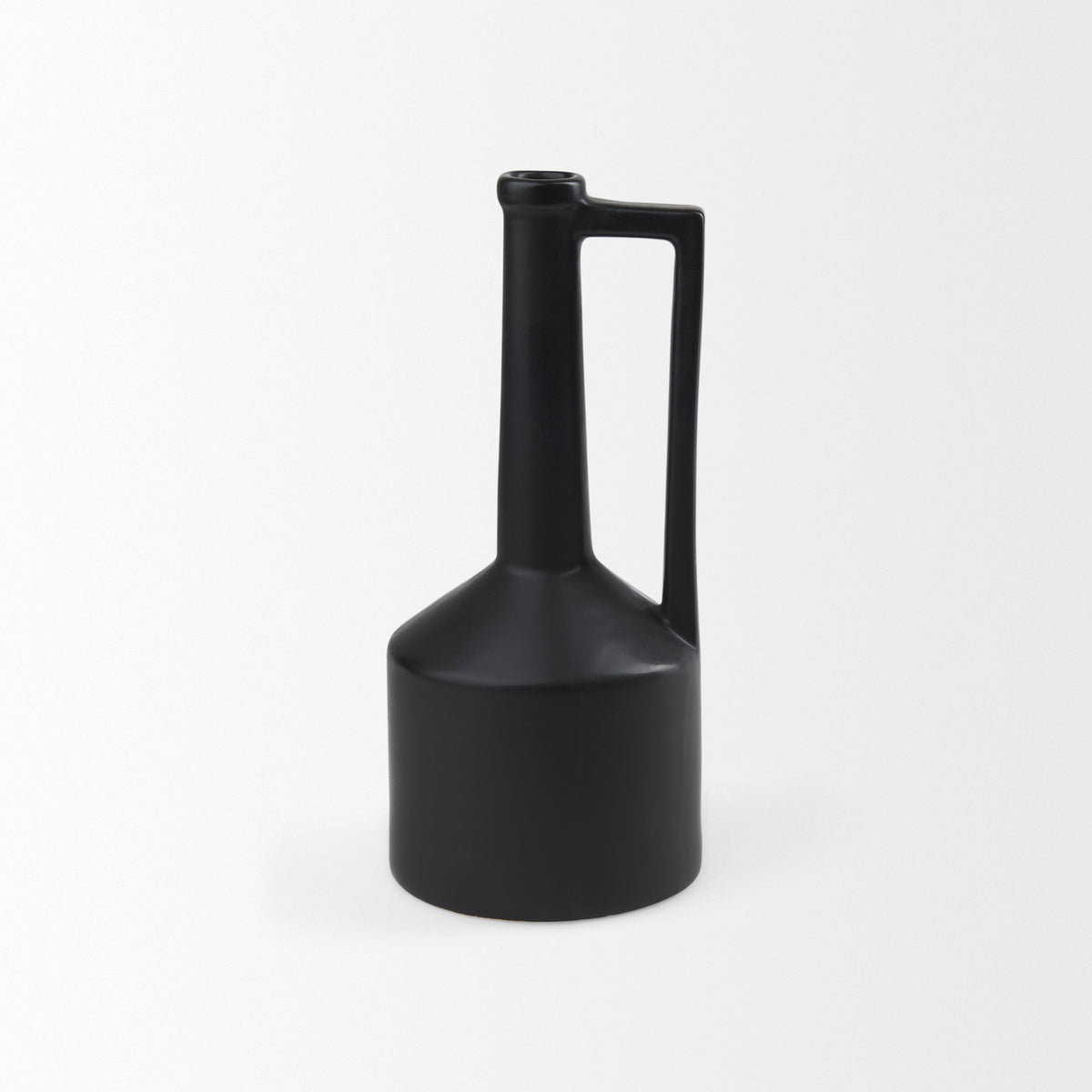Burton 14.2H Medium Matte Black Ceramic Jug Vase-Vase-DECOROLALA