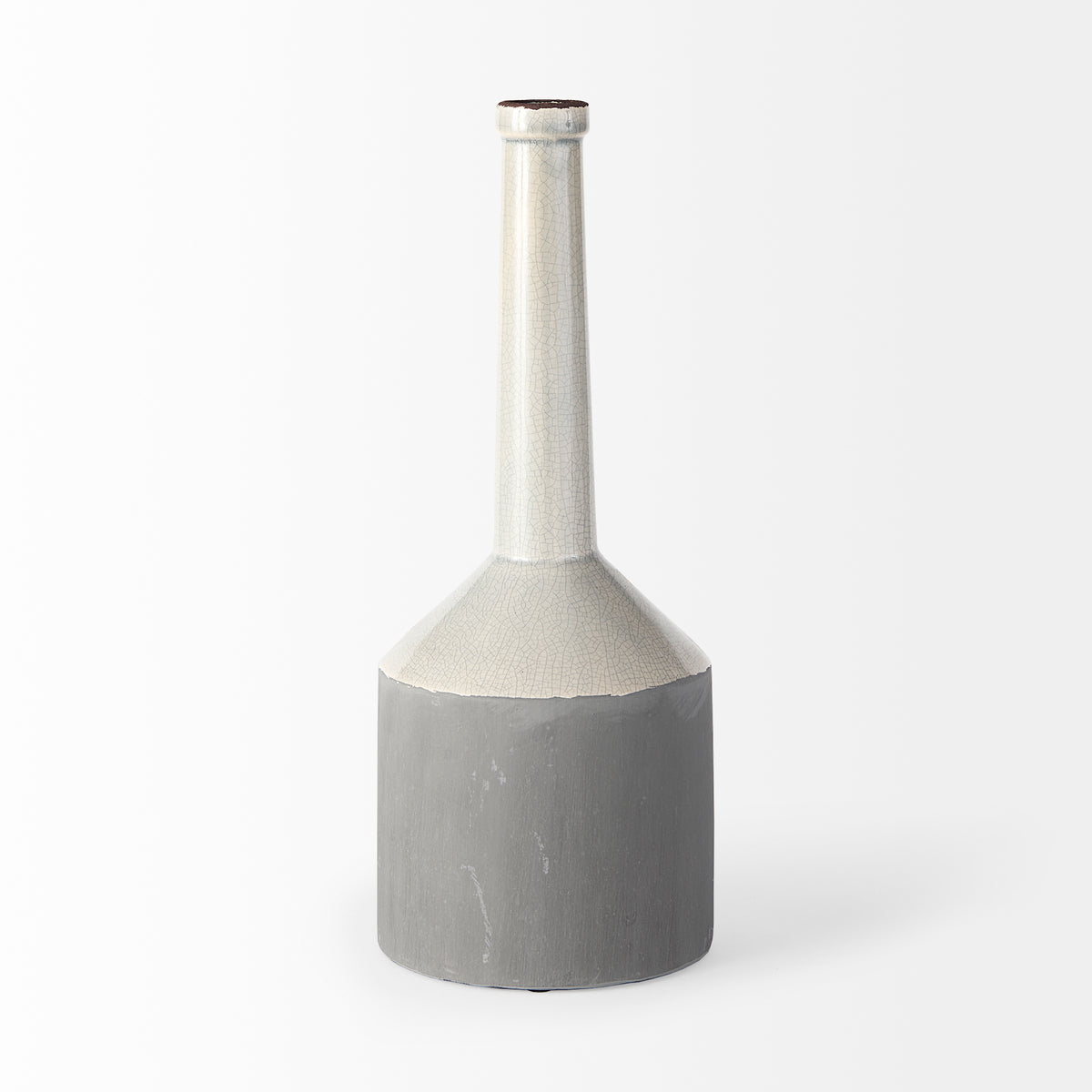 Burton 16.7" Large Two-Tone Gray Ceramic Jug Vase-Jars Jugs Urns-DECOROLALA