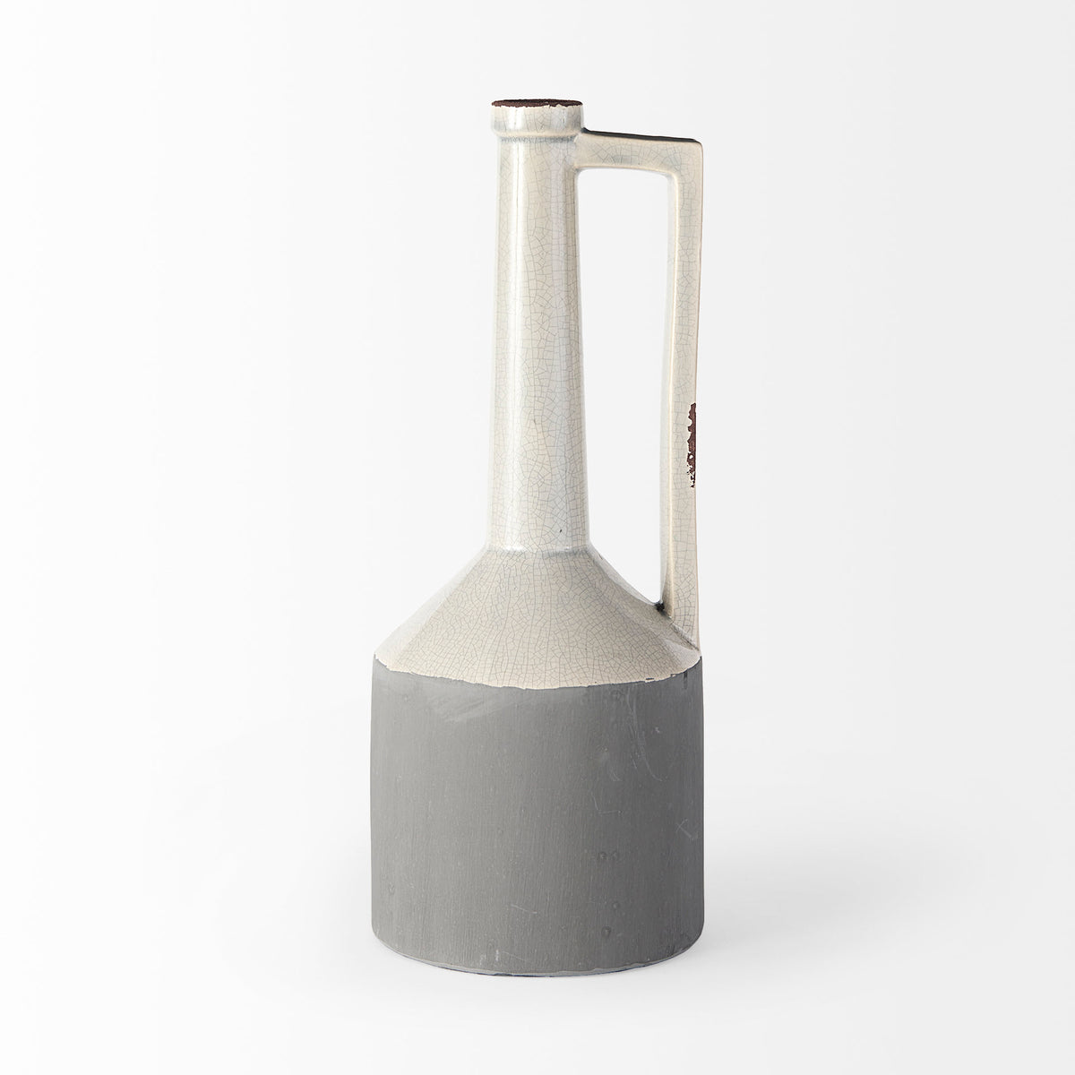 Burton 16.7" Large Two-Tone Gray Ceramic Jug Vase-Jars Jugs Urns-DECOROLALA