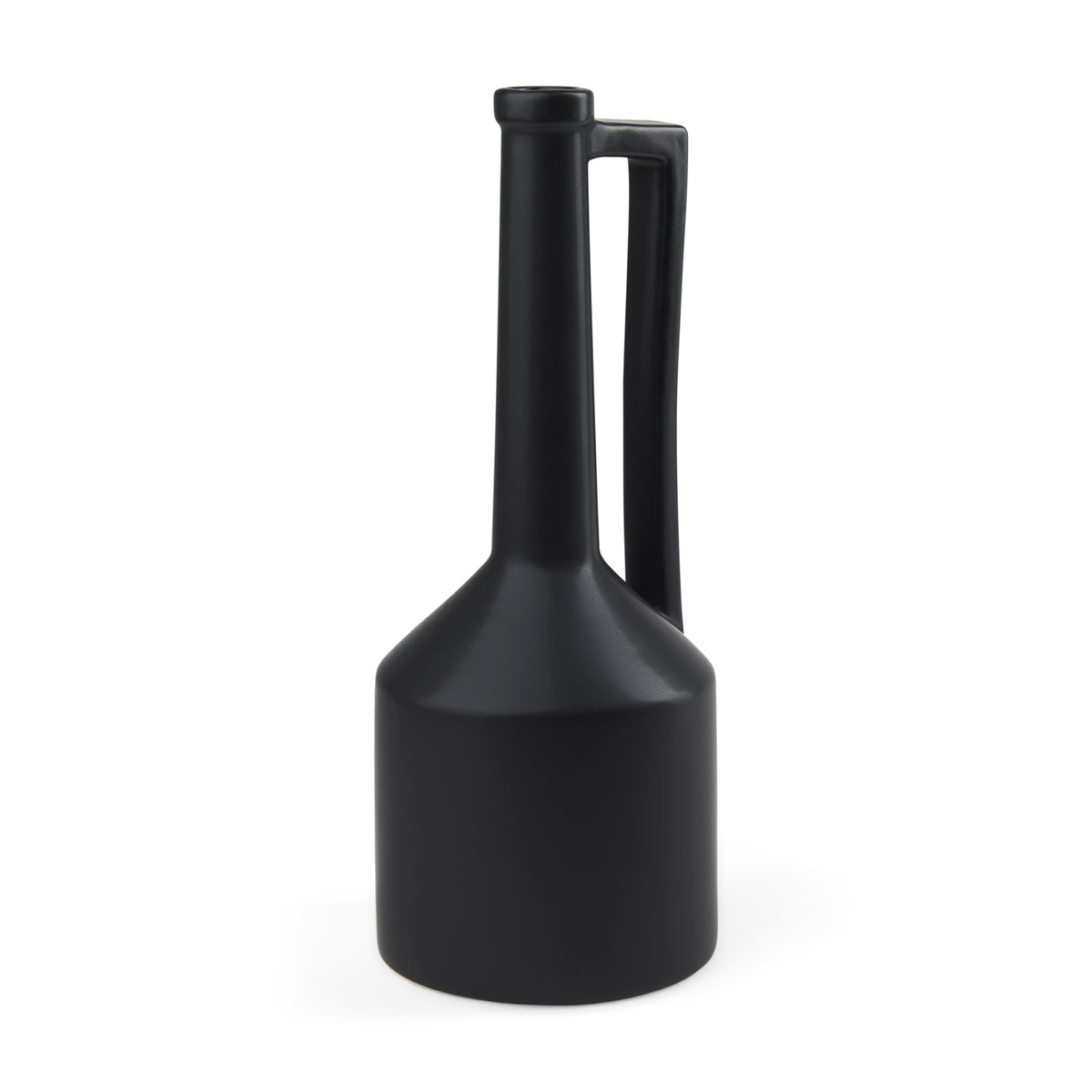 Burton 17.1H Large Matte Black Ceramic Jug Vase-Jars Jugs Urns-DECOROLALA
