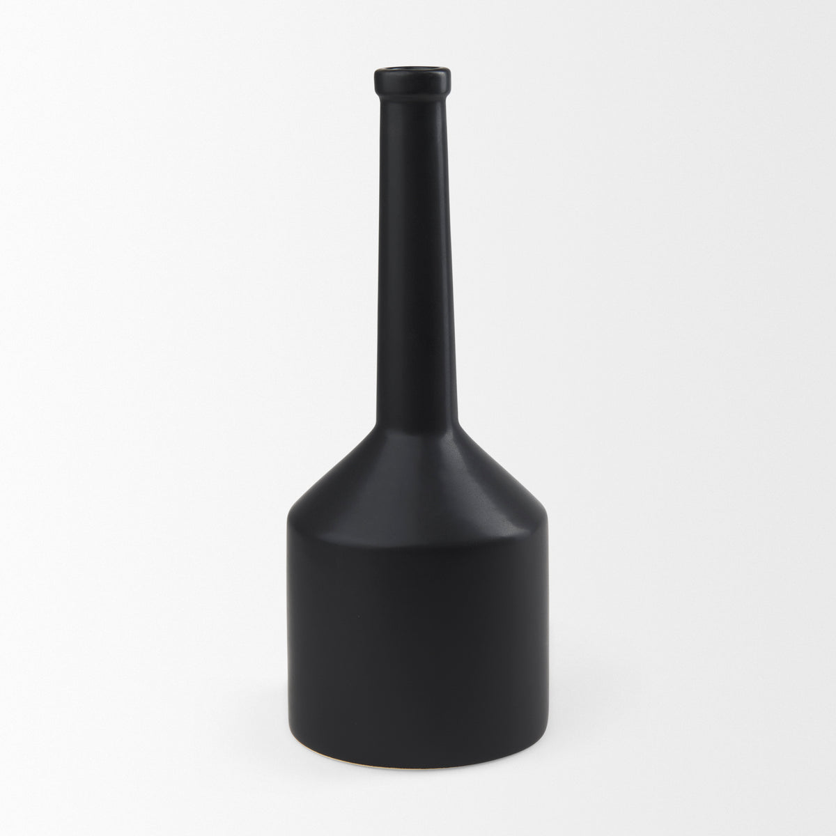 Burton 17.1H Large Matte Black Ceramic Jug Vase-Jars Jugs Urns-DECOROLALA