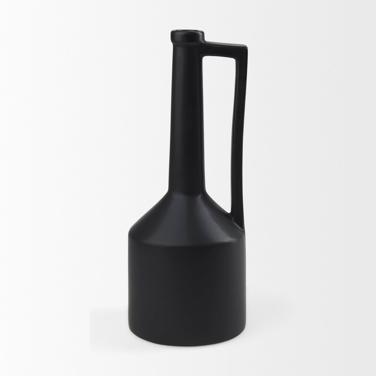 Burton 17.1H Large Matte Black Ceramic Jug Vase-Jars Jugs Urns-DECOROLALA