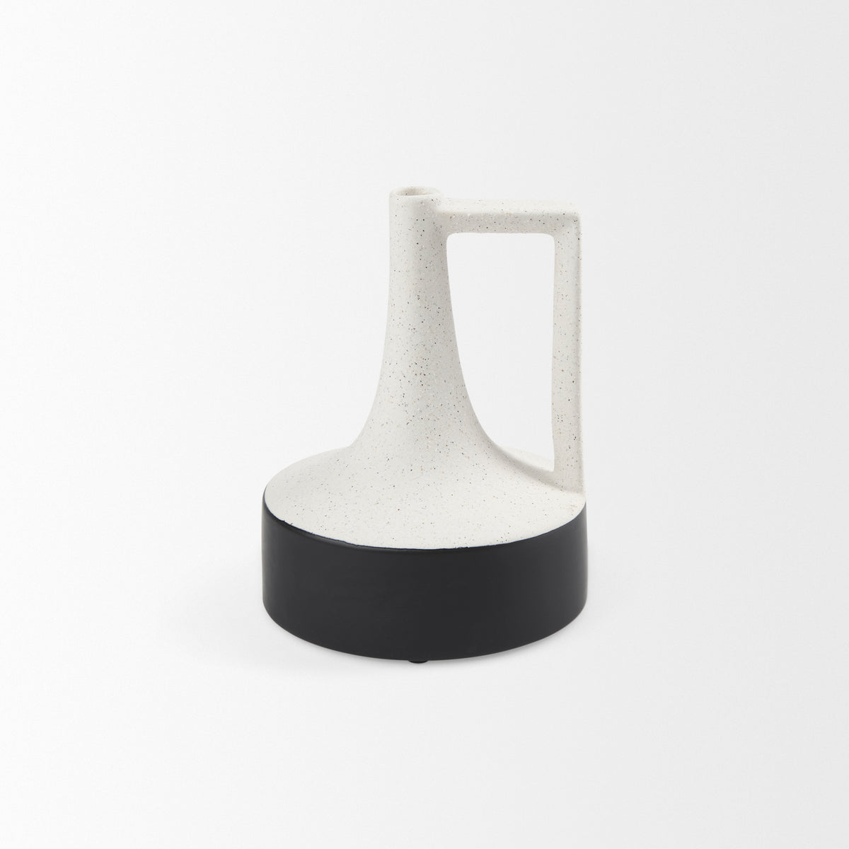 Burton 8.3H Small White and Black Ceramic Jug Vase-Jars Jugs Urns-DECOROLALA