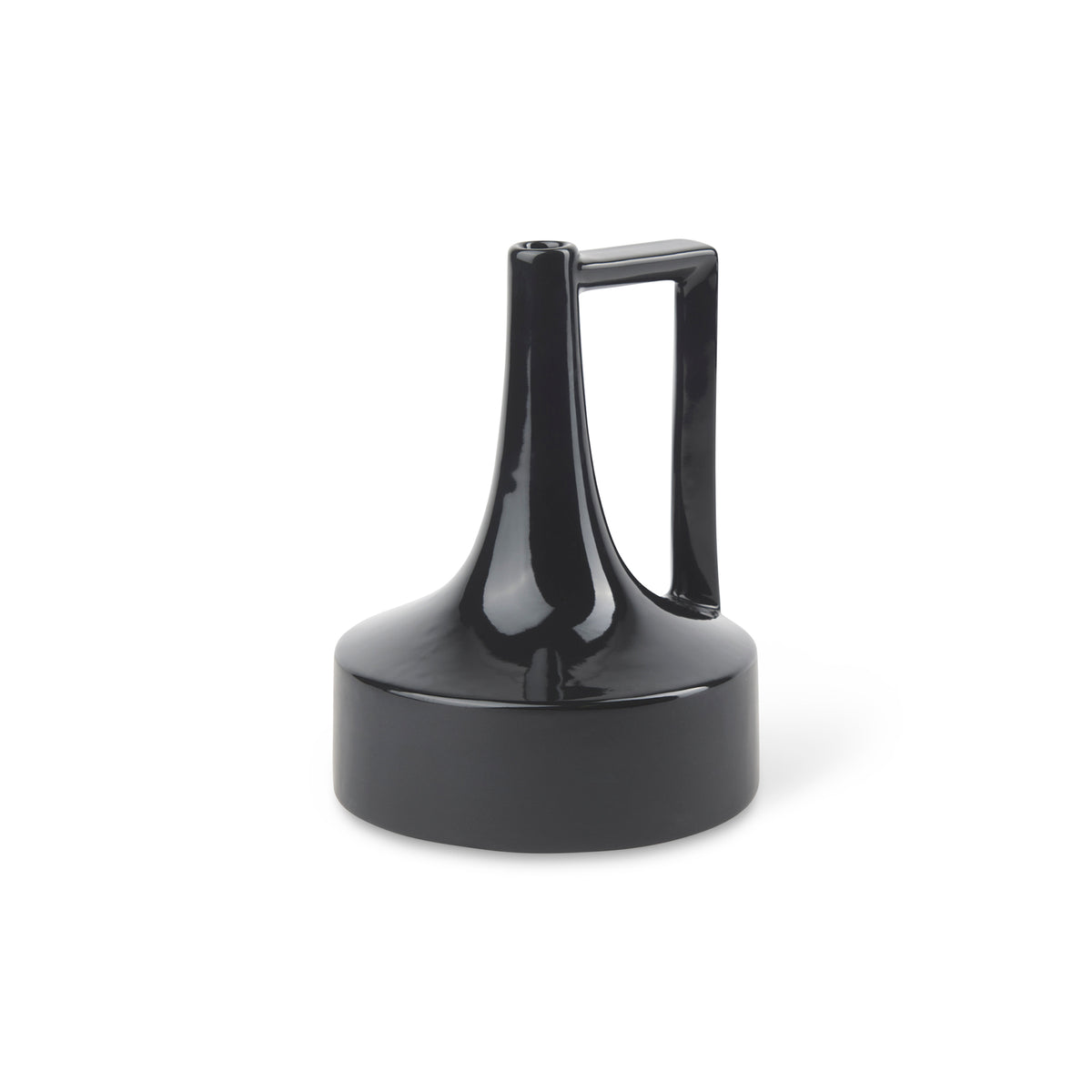 Burton 8.3H Small Glossy and Matte Black Ceramic Jug Vase-Apothocary & Bottles-DECOROLALA