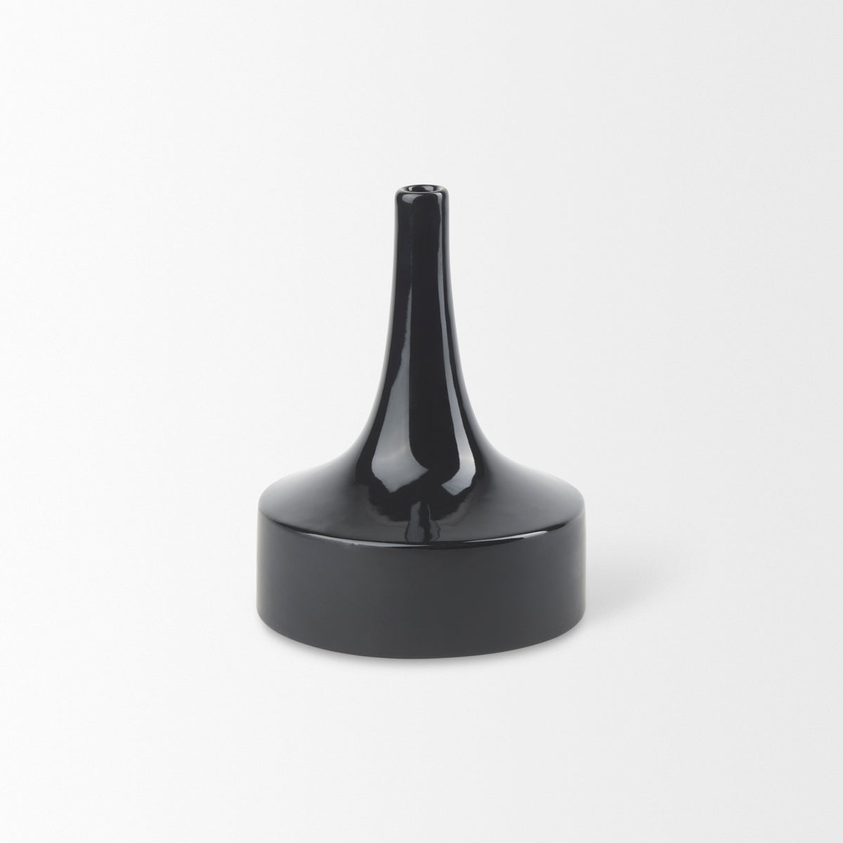 Burton 8.3H Small Glossy and Matte Black Ceramic Jug Vase-Apothocary & Bottles-DECOROLALA