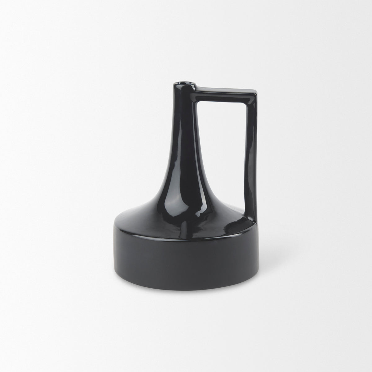 Burton 8.3H Small Glossy and Matte Black Ceramic Jug Vase-Apothocary & Bottles-DECOROLALA