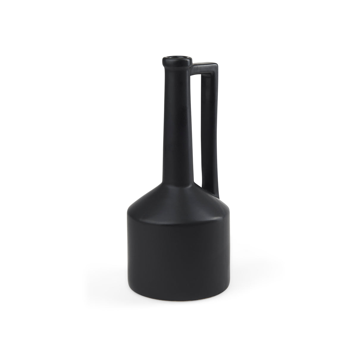 Burton 14.2H Medium Matte Black Ceramic Jug Vase-Vase-DECOROLALA