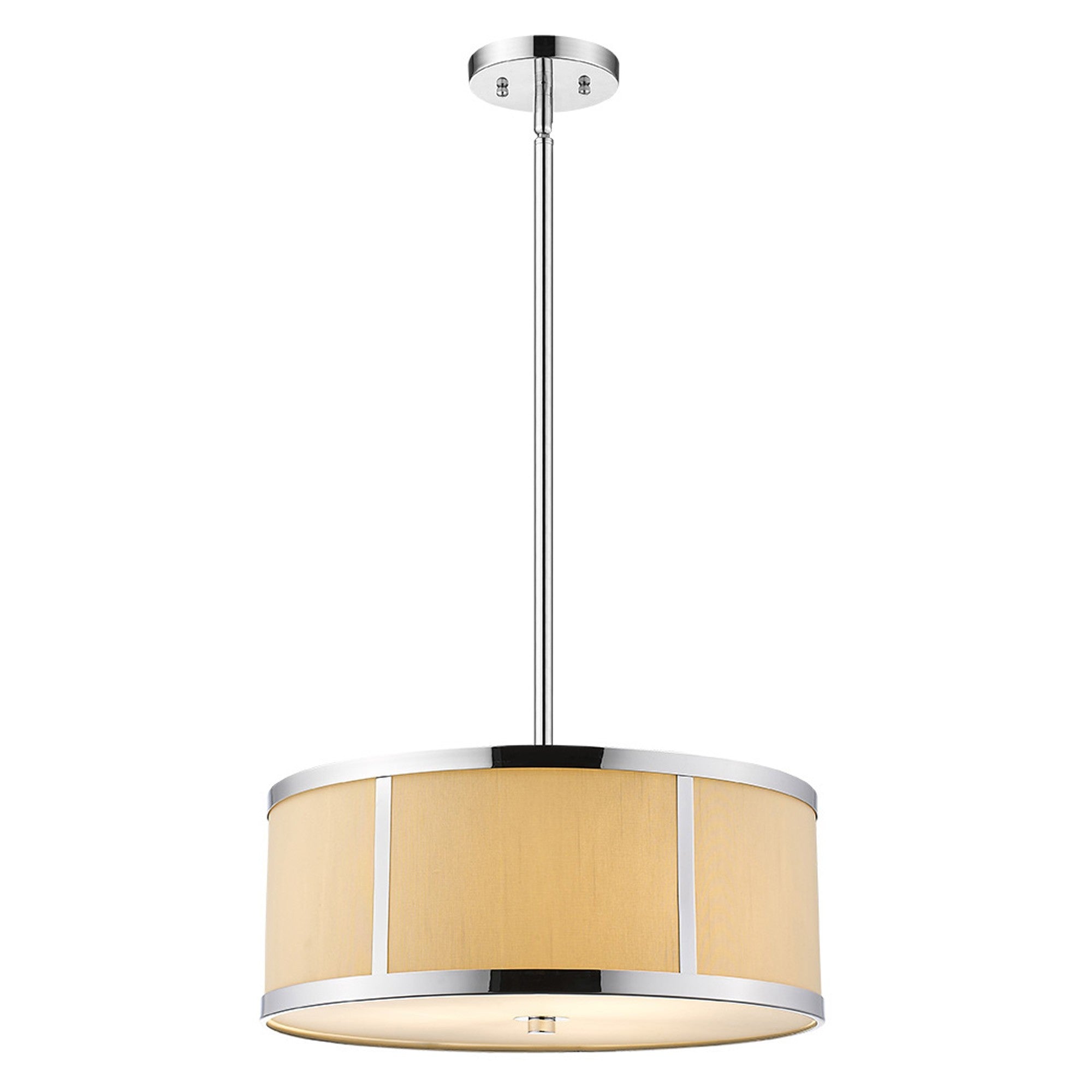 Butler 2-Light Polished Chrome Pendant With Coarse Cream Linen Shade And Opal Acrylic Diffuser-Pendants-Hanging Lights-DECOROLALA