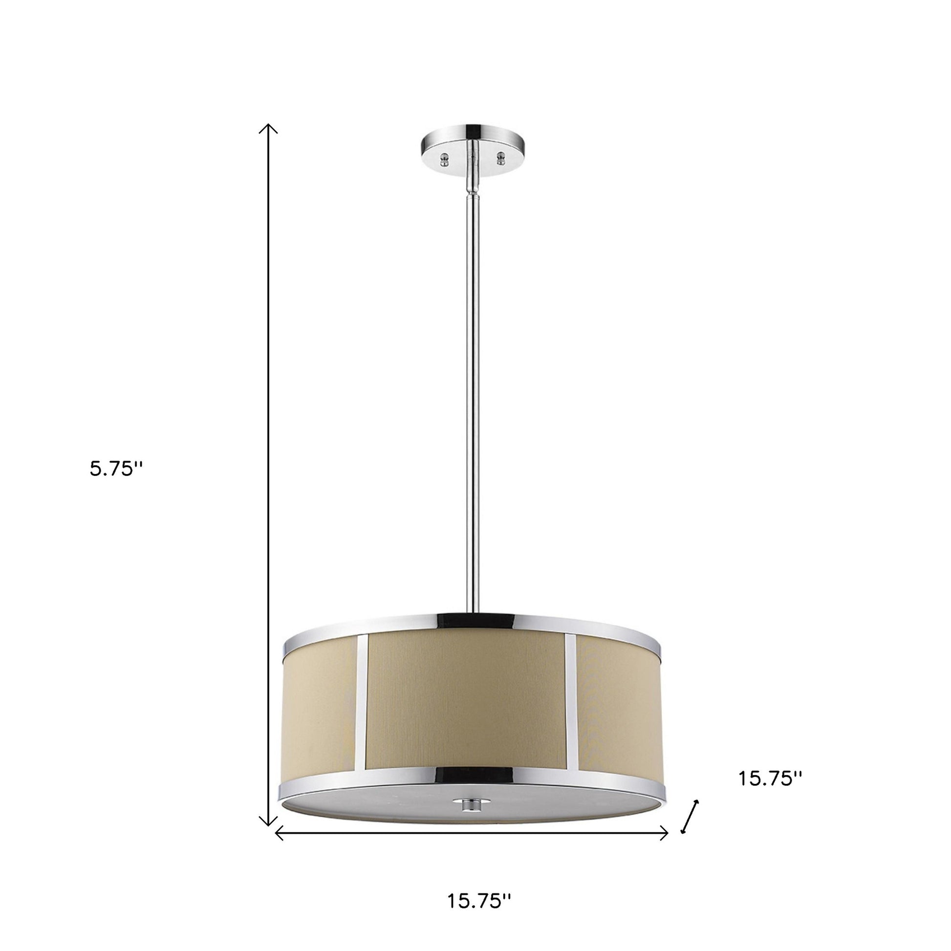 Butler 2-Light Polished Chrome Pendant With Coarse Cream Linen Shade And Opal Acrylic Diffuser-Pendants-Hanging Lights-DECOROLALA