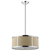 Butler 2-Light Polished Chrome Pendant With Coarse Cream Linen Shade And Opal Acrylic Diffuser-Pendants-Hanging Lights-DECOROLALA