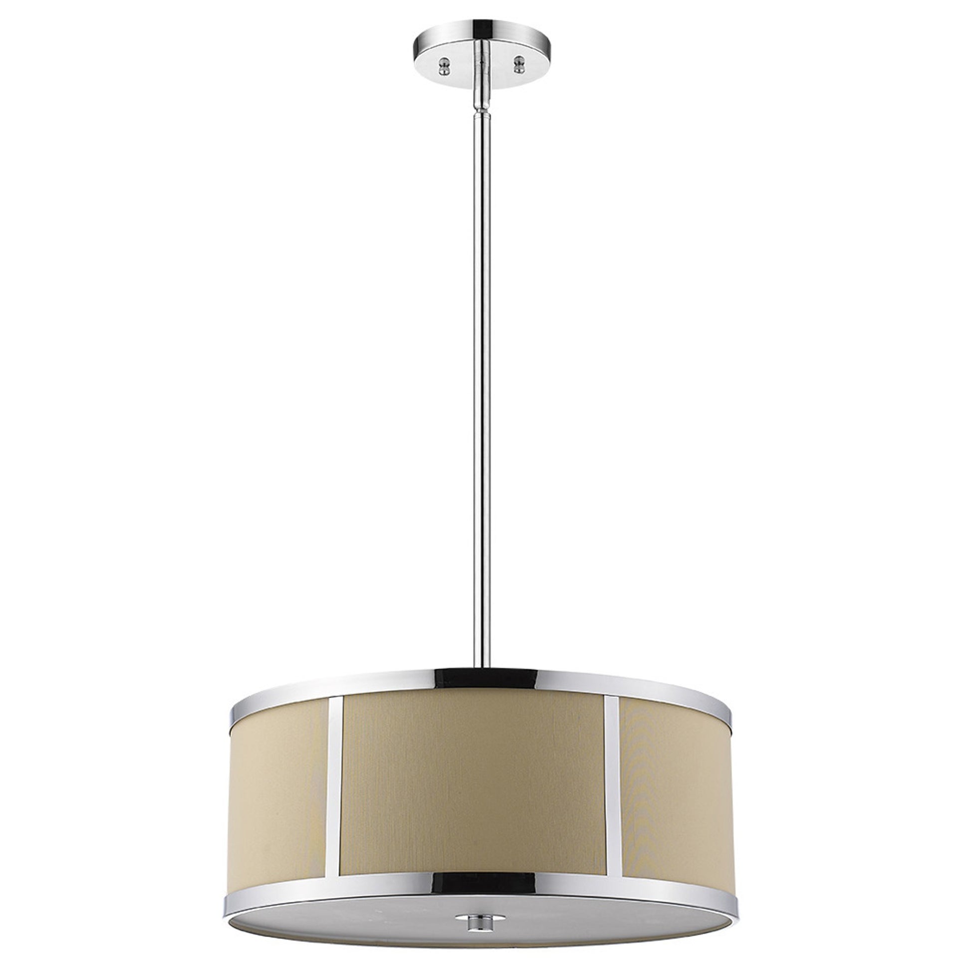 Butler 2-Light Polished Chrome Pendant With Coarse Cream Linen Shade And Opal Acrylic Diffuser-Pendants-Hanging Lights-DECOROLALA