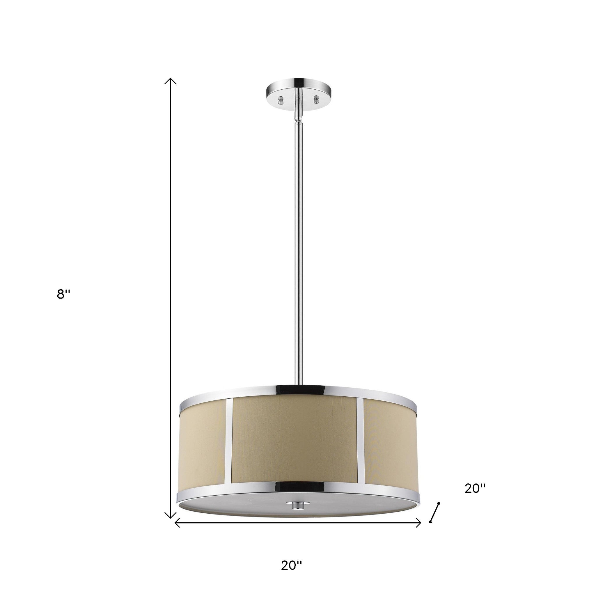 Butler 3-Light Polished Chrome Pendant With Coarse Cream Linen Shade And Opal Acrylic Diffuser-Pendants-Hanging Lights-DECOROLALA