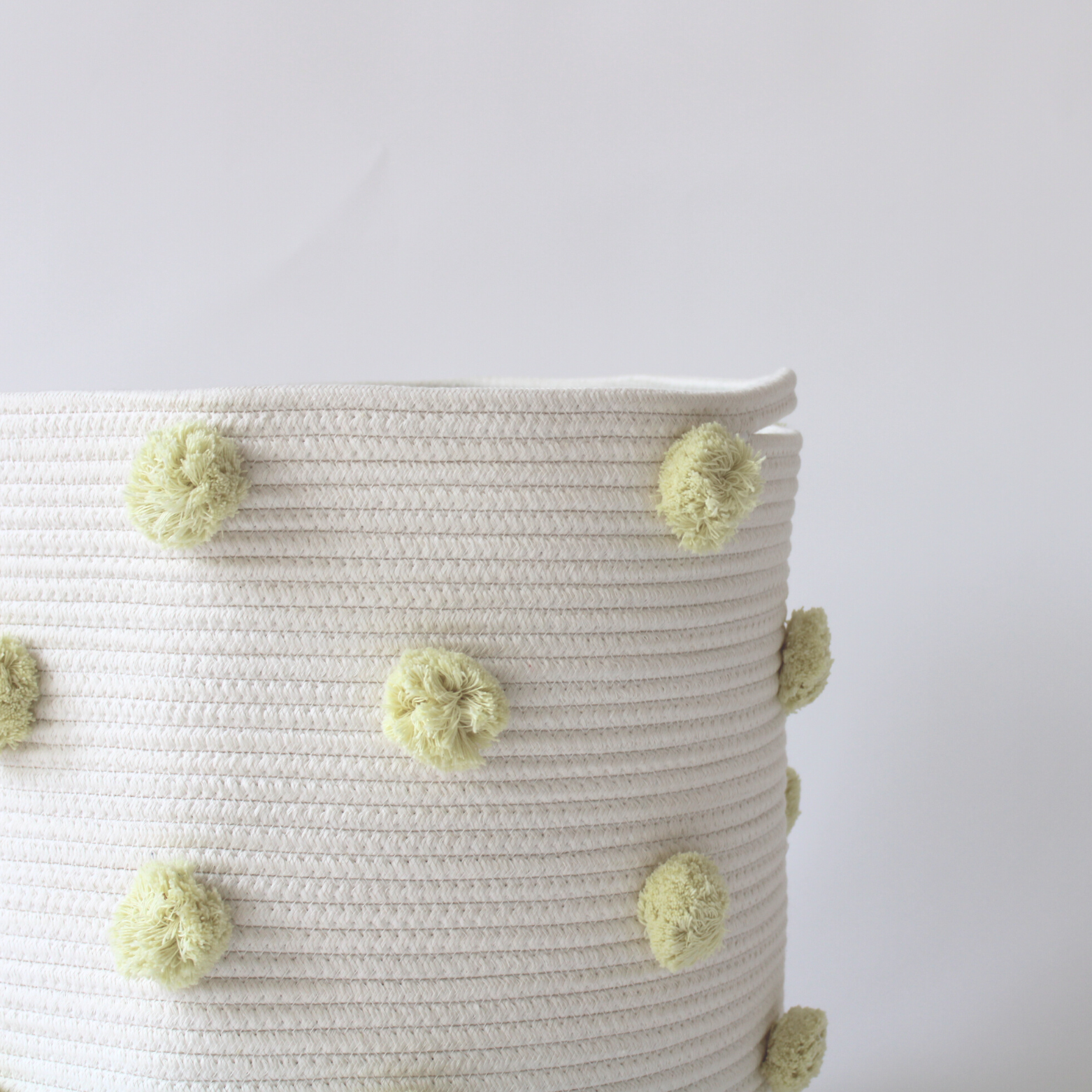 Buttercream Pom Laundry Basket-Bathroom Accessorie-DECOROLALA