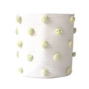Buttercream Pom Laundry Basket-Bathroom Accessorie-DECOROLALA