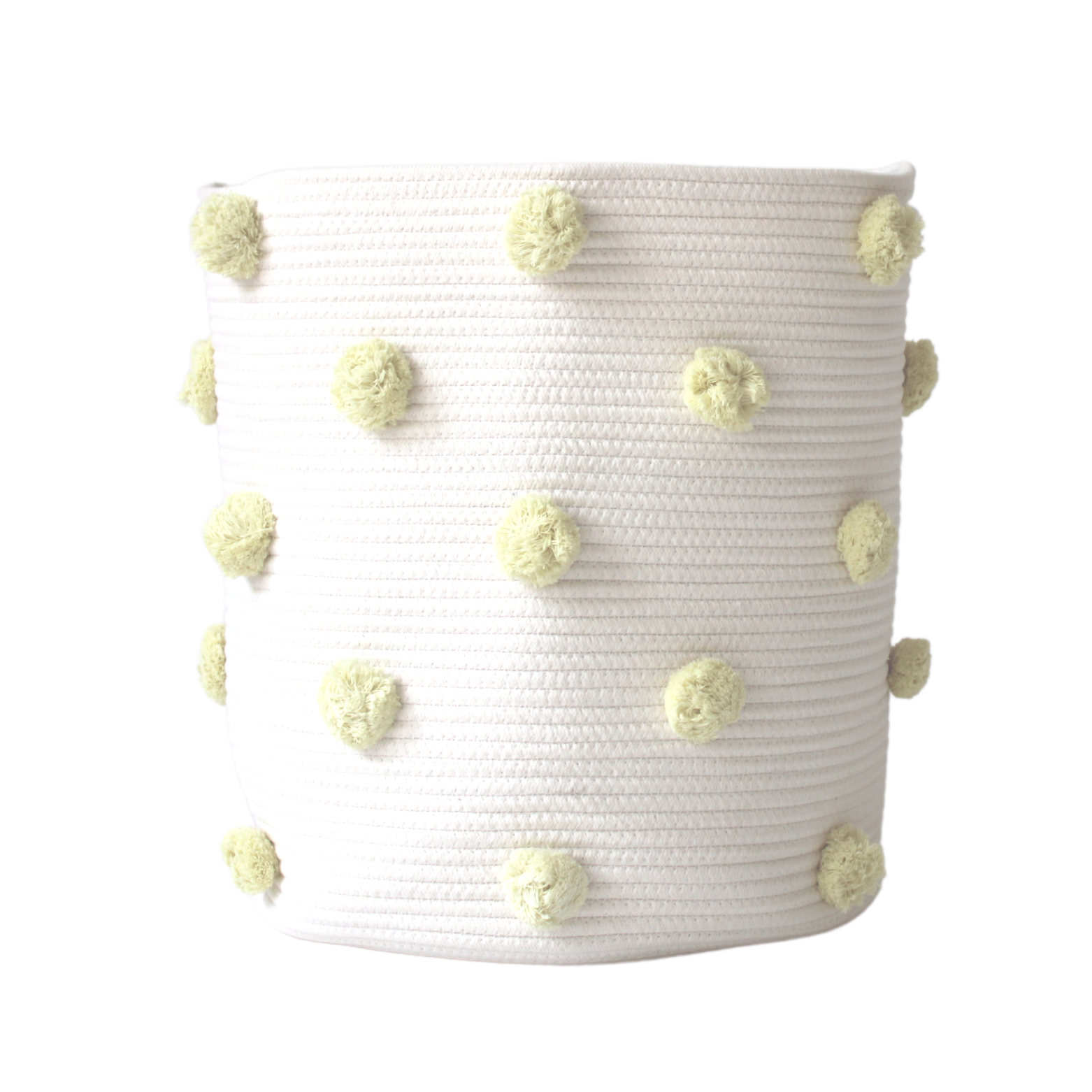 Buttercream Pom Laundry Basket-Bathroom Accessorie-DECOROLALA