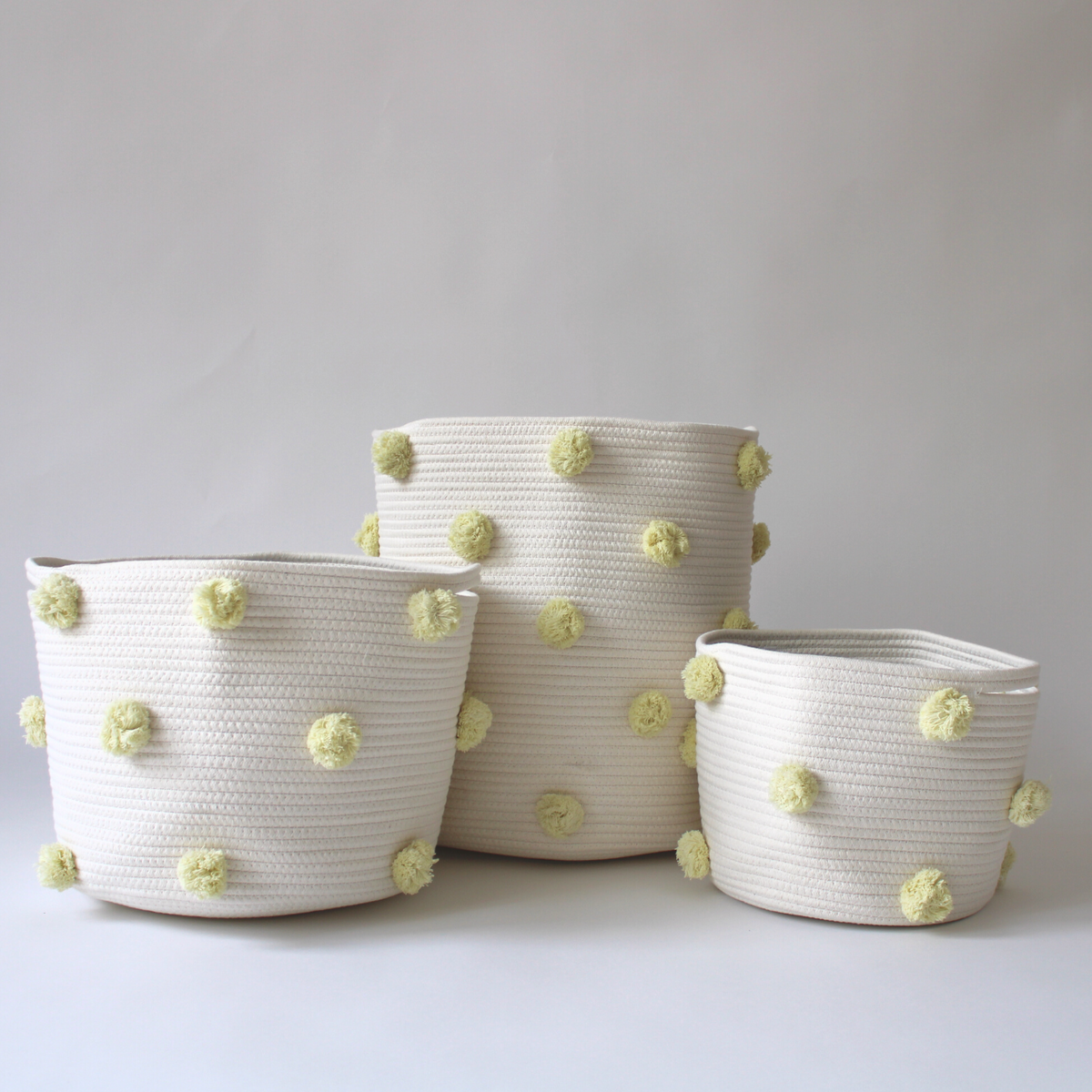 Buttercream Pom Laundry Basket-Bathroom Accessories-DECOROLALA