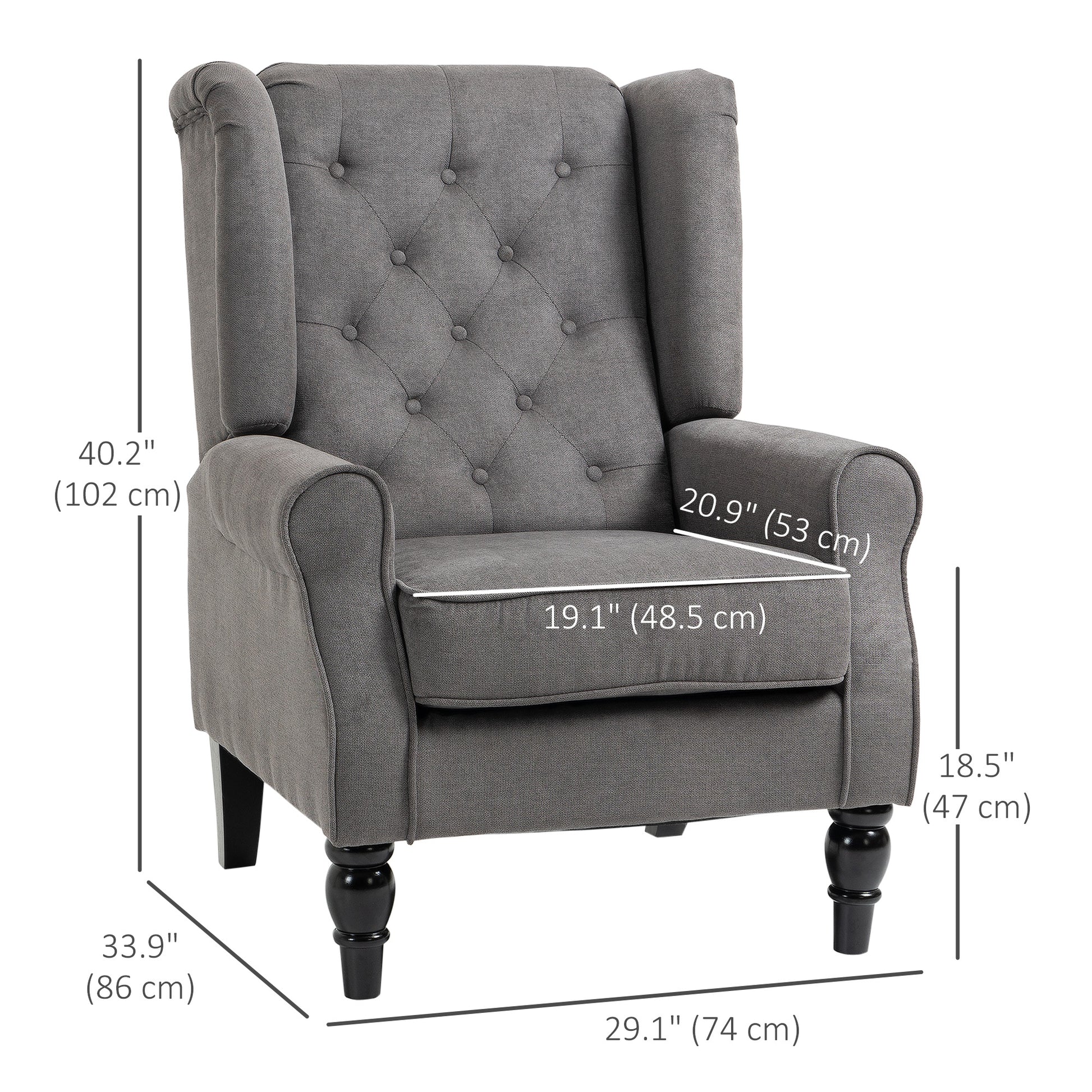 Button Tufted Accent Chair - Charcoal Grey-DECOROLALA