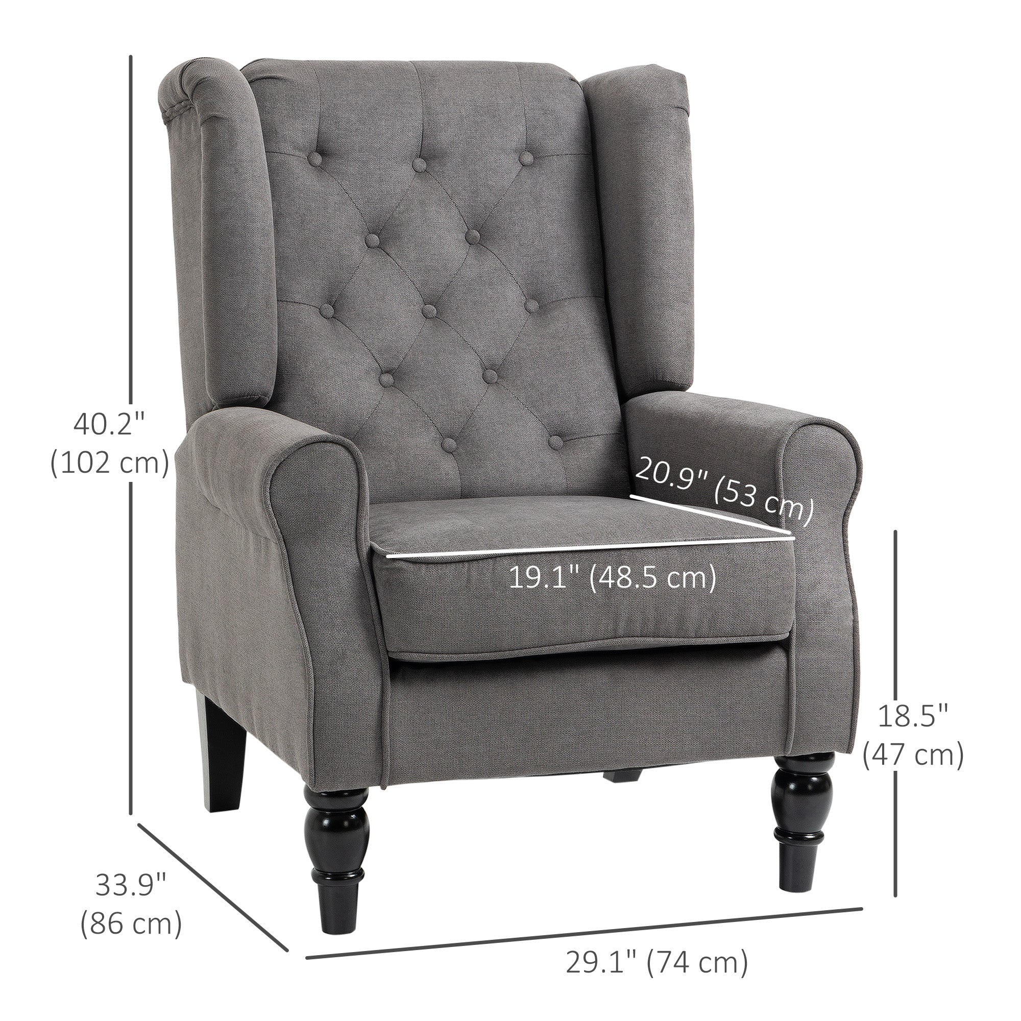 Button Tufted Accent Chair - Charcoal Grey-DECOROLALA