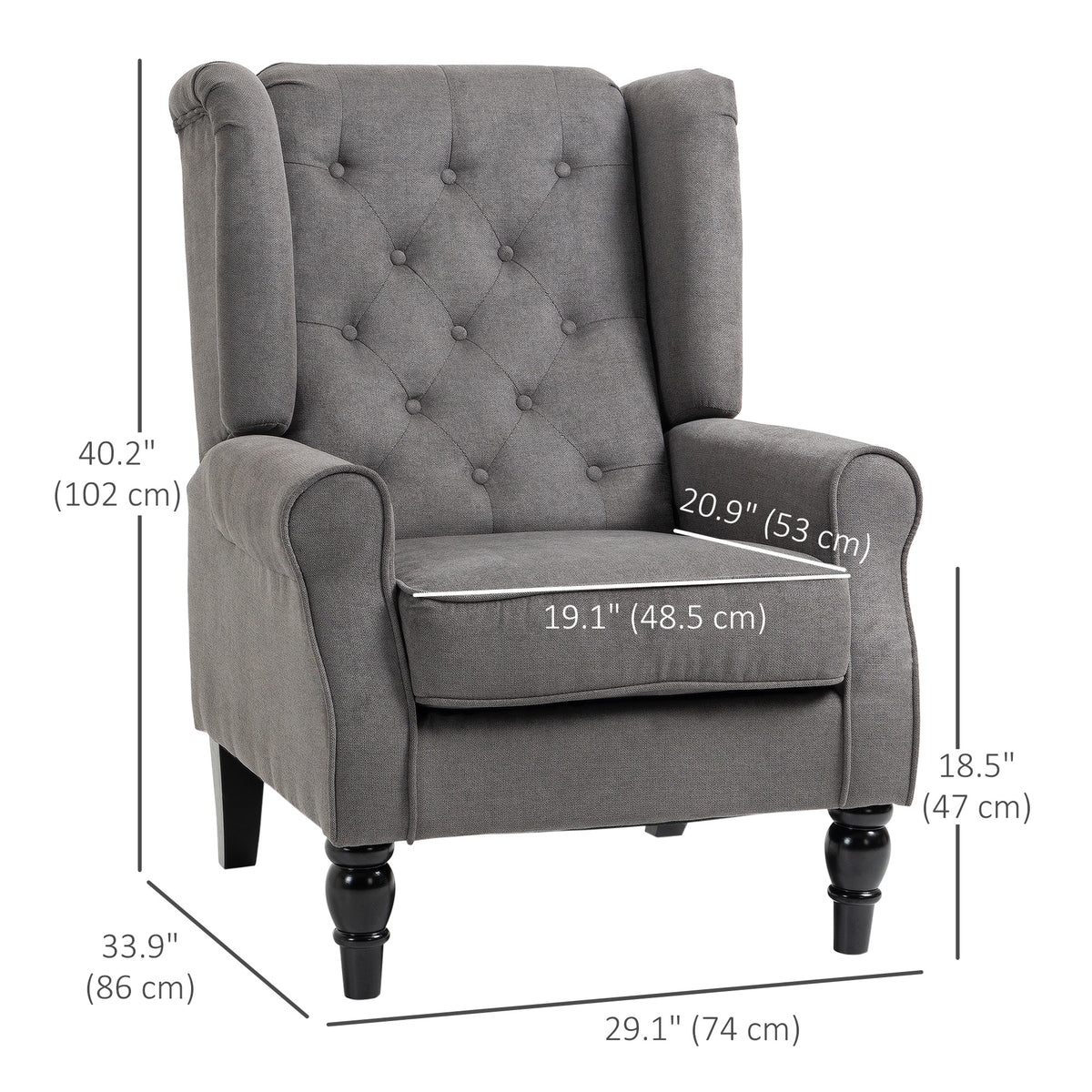Button Tufted Accent Chair - Charcoal Grey-DECOROLALA