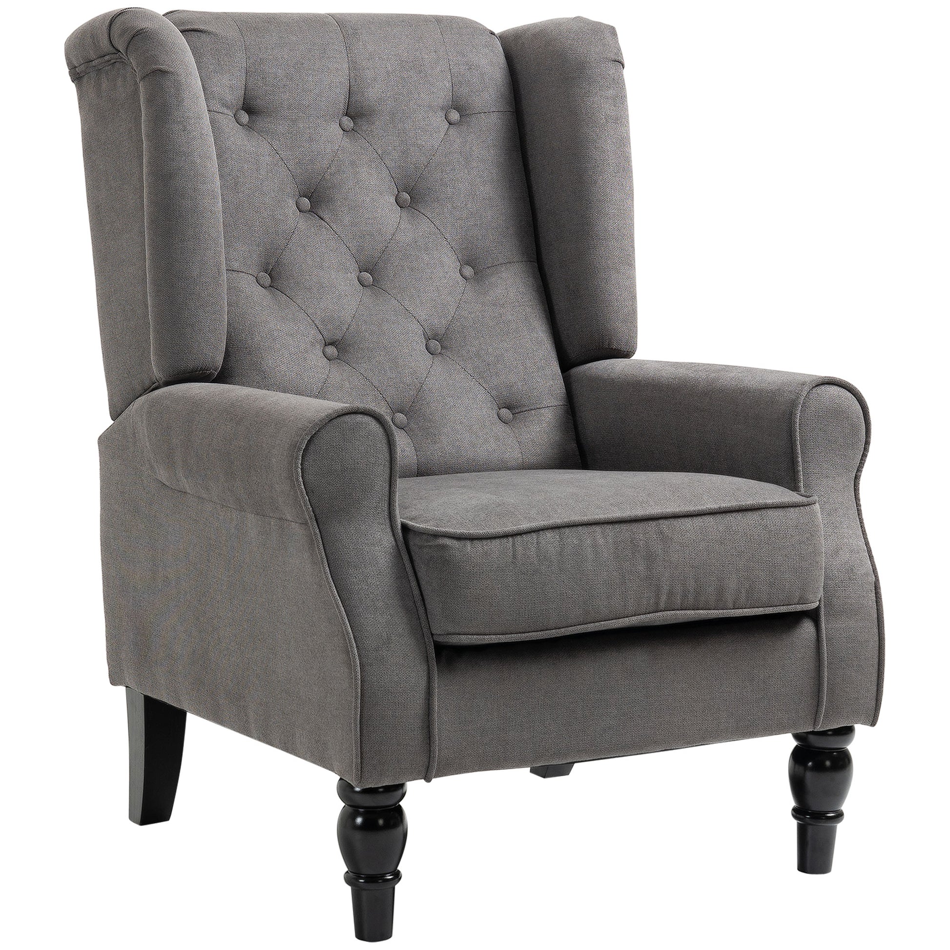 Button Tufted Accent Chair - Charcoal Grey-DECOROLALA