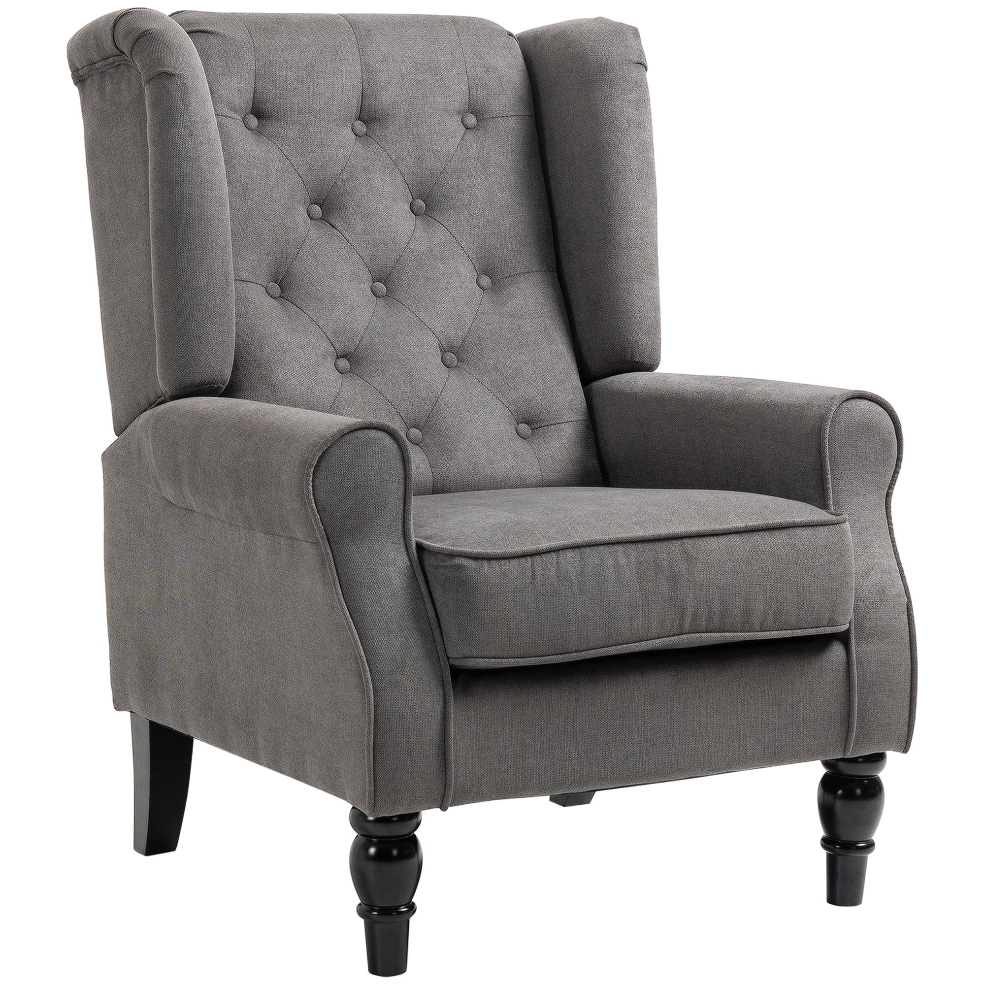 Button Tufted Accent Chair - Charcoal Grey-DECOROLALA