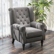 Button Tufted Accent Chair - Charcoal Grey-DECOROLALA