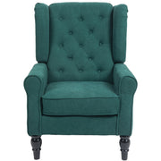 Button Tufted Dark Green Accent Chair with Wood Legs-DECOROLALA