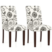 Button Tufted Fabric Upholstered Wooden Dining Chair Set of 2 with High Curved Back-Beige-Dining Chairs-DECOROLALA