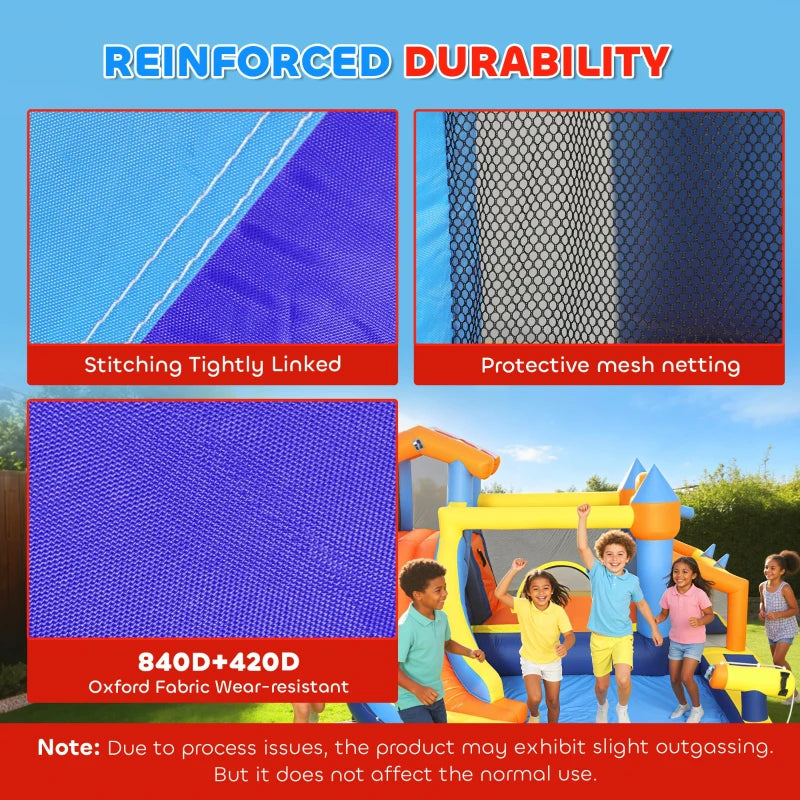 Qaba Inflatable Bouncy Castle with Slide, Pool and Blower