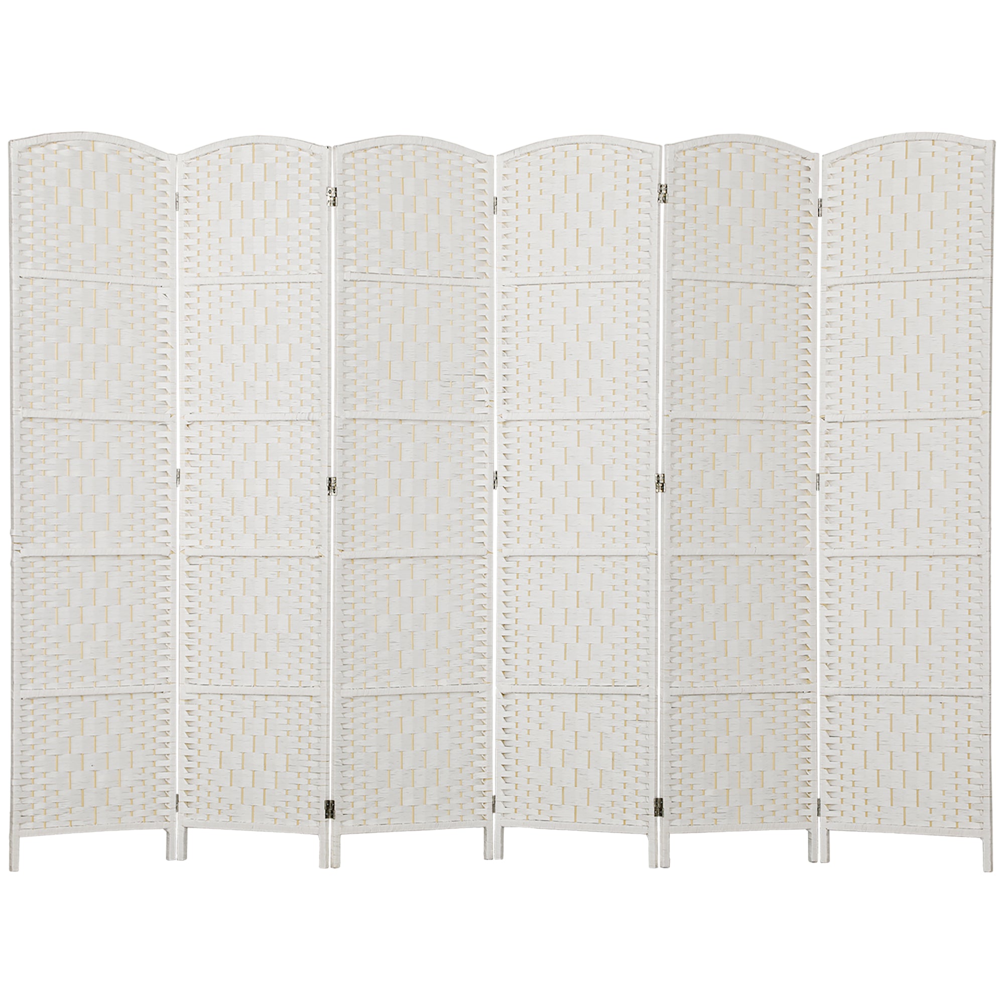 6ft Folding Room Divider, 6 Panel Wall Partition with Wooden Frame for Bedroom, Home Office, White