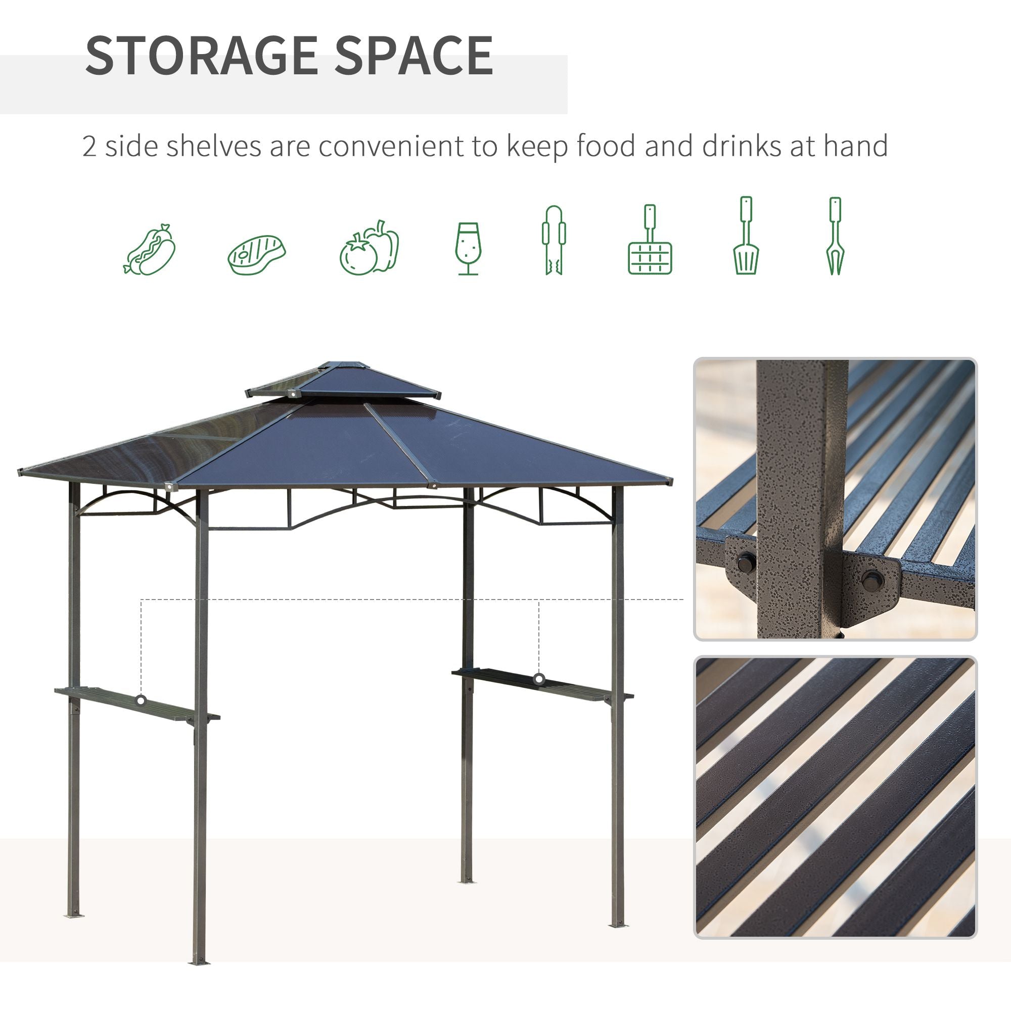 8' x 5' Hardtop Grill Gazebo - Brown Aluminum BBQ Canopy