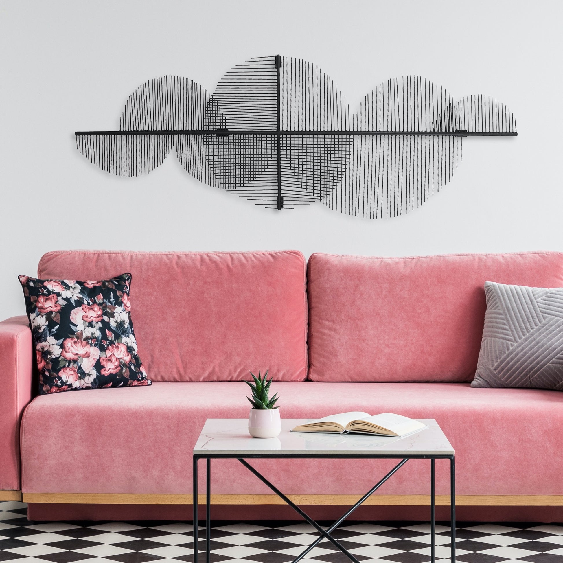 Byers 51.5" Wide Wall Art, Black Powder-Wall Art-DECOROLALA