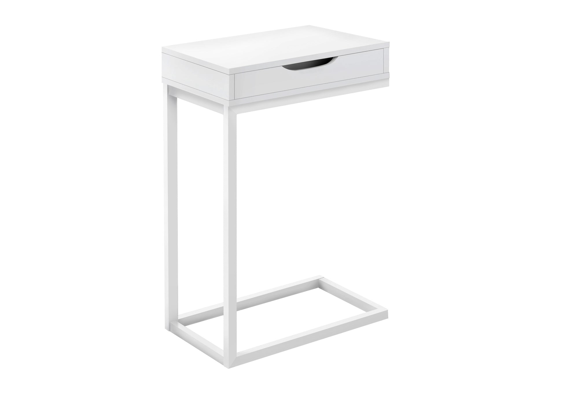 C-Shape Accent Table with Storage Drawer, Black-Accent Table-DECOROLALA