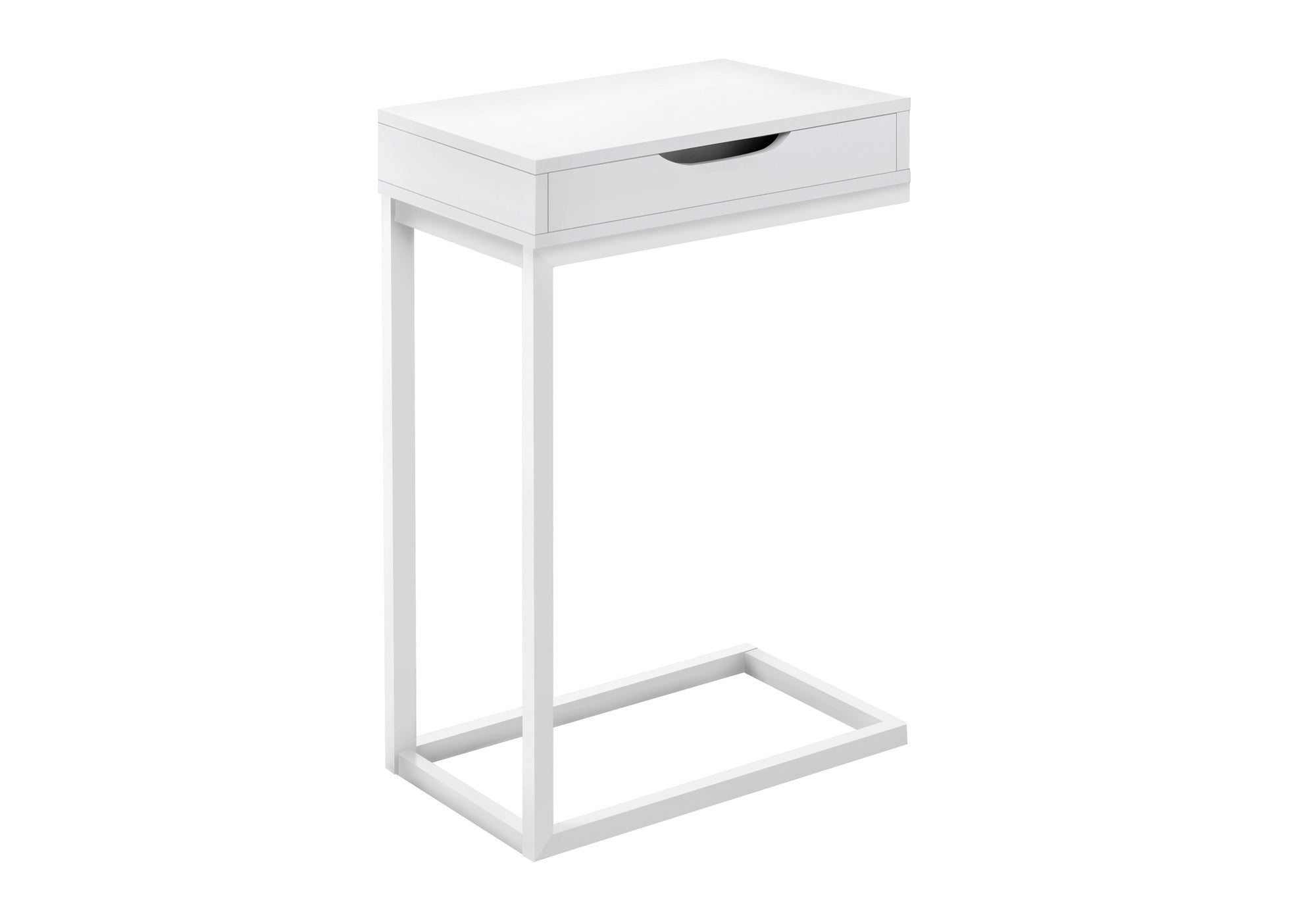 C-Shape Accent Table with Storage Drawer, Black-Accent Table-DECOROLALA