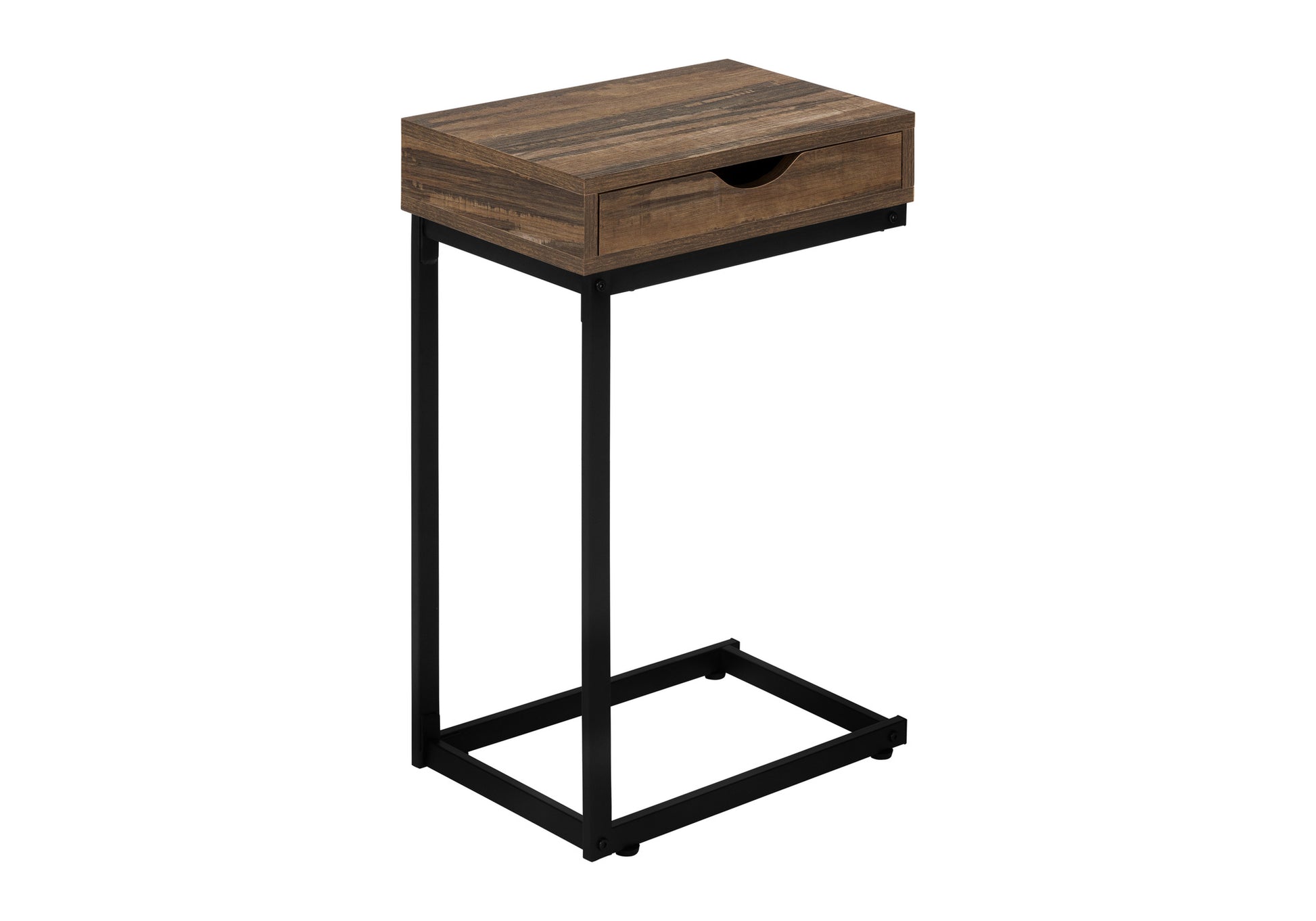 C-Shape Accent Table with Storage Drawer, Black-Accent Table-DECOROLALA