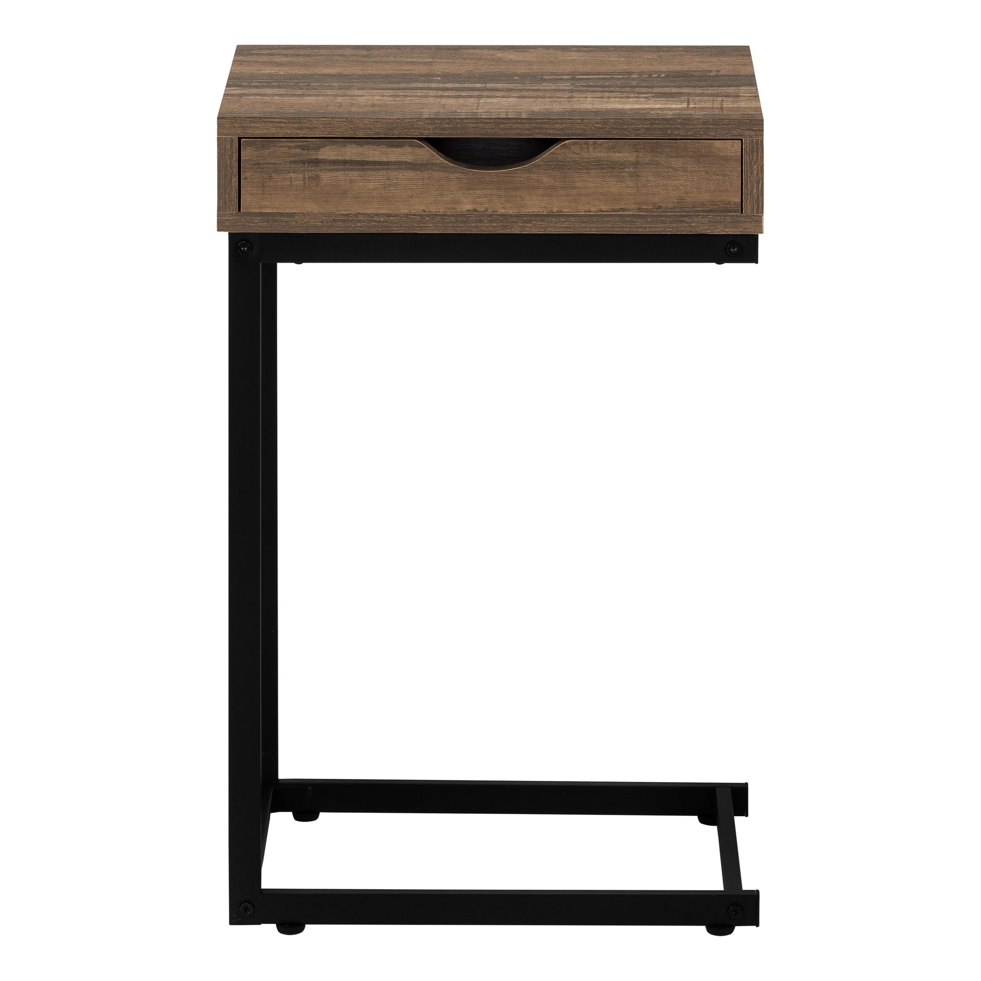 C-Shape Accent Table with Storage Drawer, Black-Accent Table-DECOROLALA