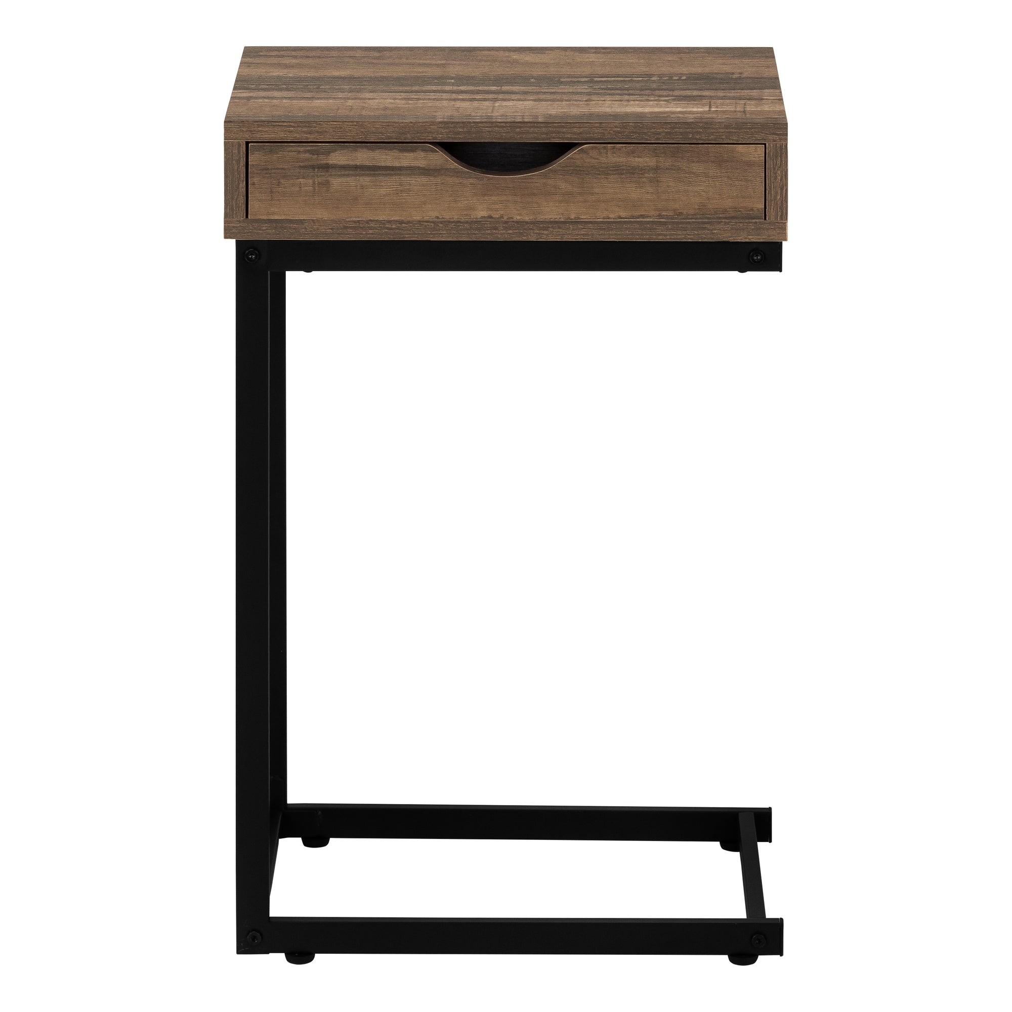 C-Shape Accent Table with Storage Drawer, Black-Accent Table-DECOROLALA