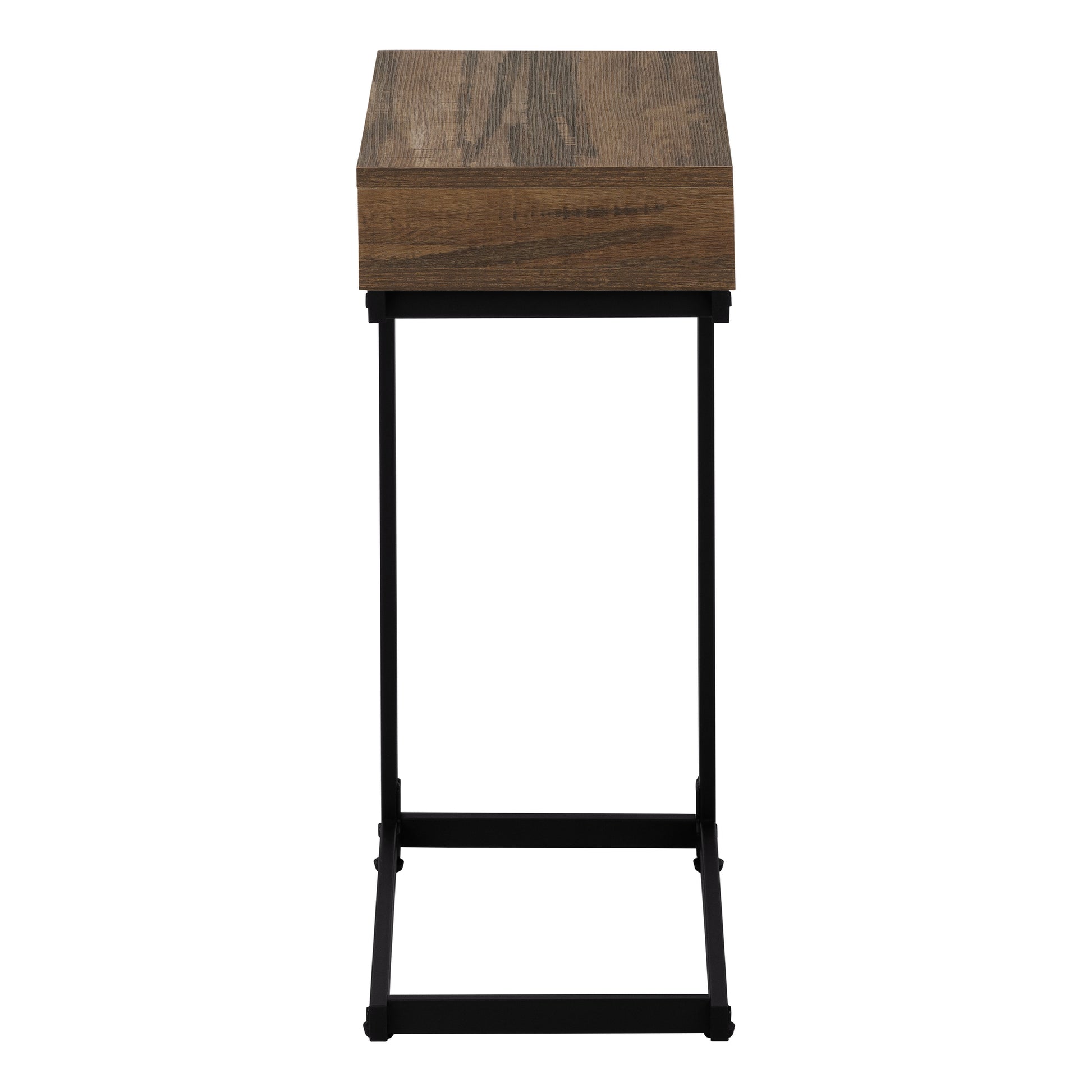 C-Shape Accent Table with Storage Drawer, Black-Accent Table-DECOROLALA