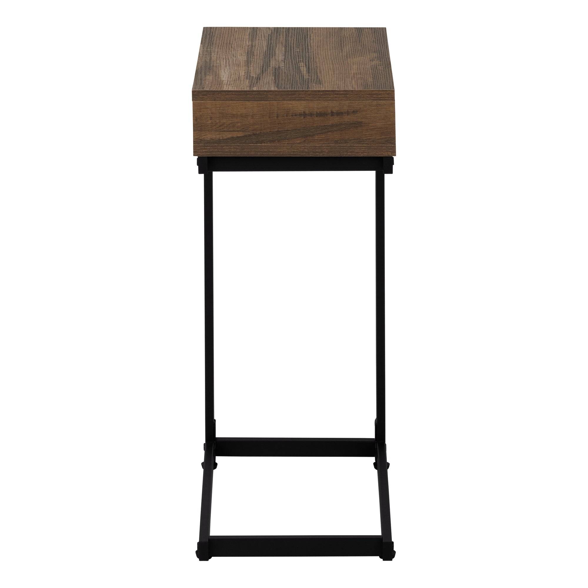 C-Shape Accent Table with Storage Drawer, Black-Accent Table-DECOROLALA