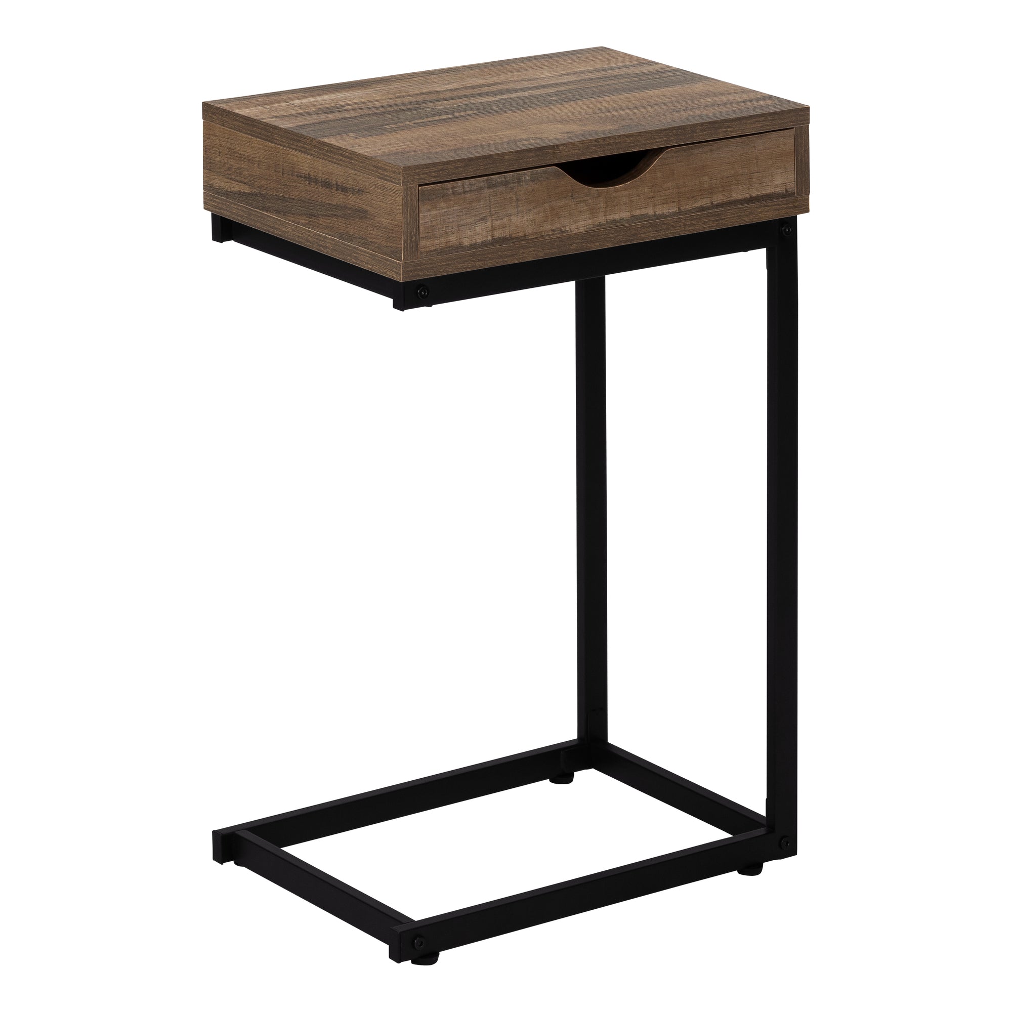 C-Shape Accent Table with Storage Drawer, Black-Accent Table-DECOROLALA