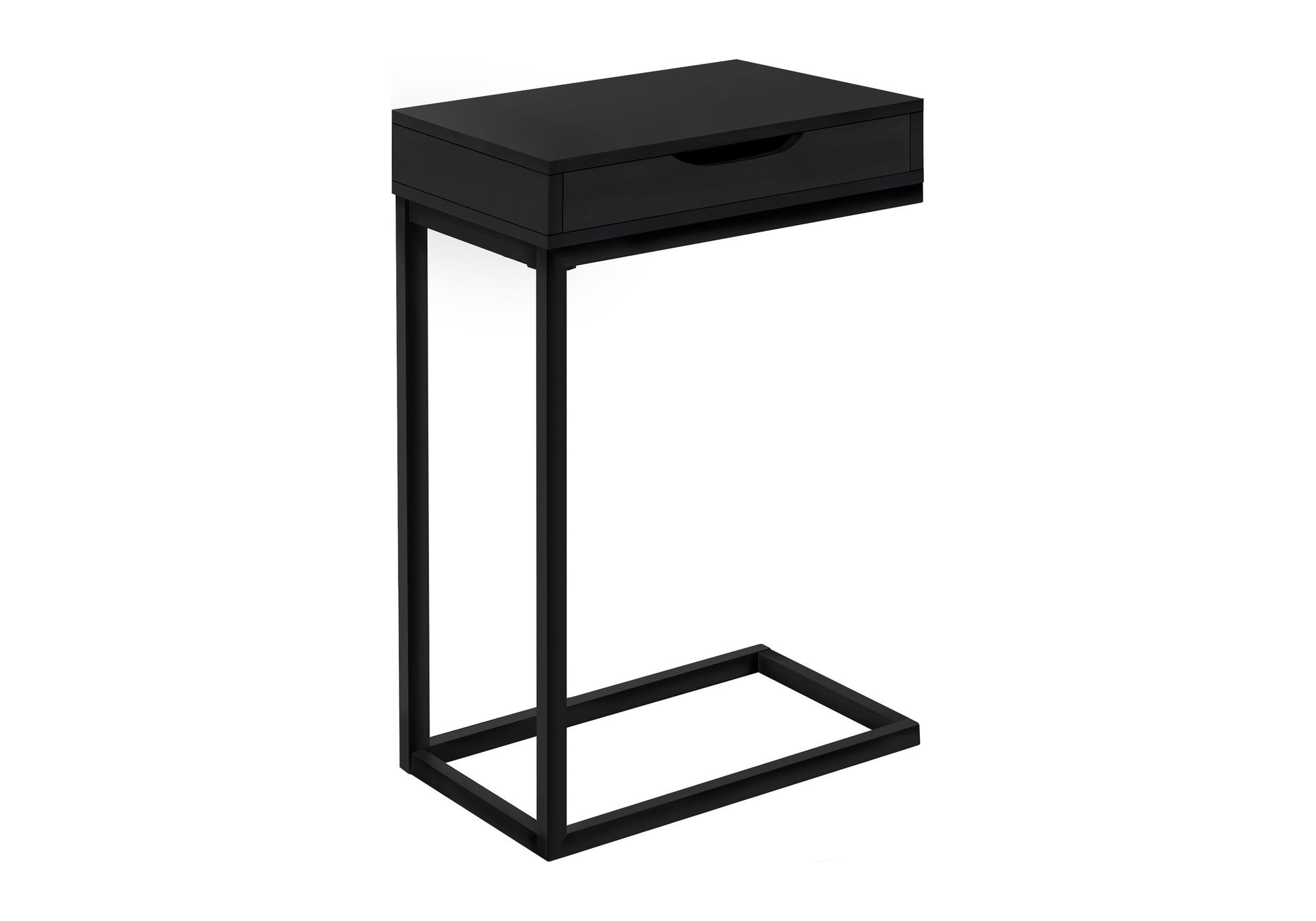 C-Shape Accent Table with Storage Drawer, Black-Accent Table-DECOROLALA