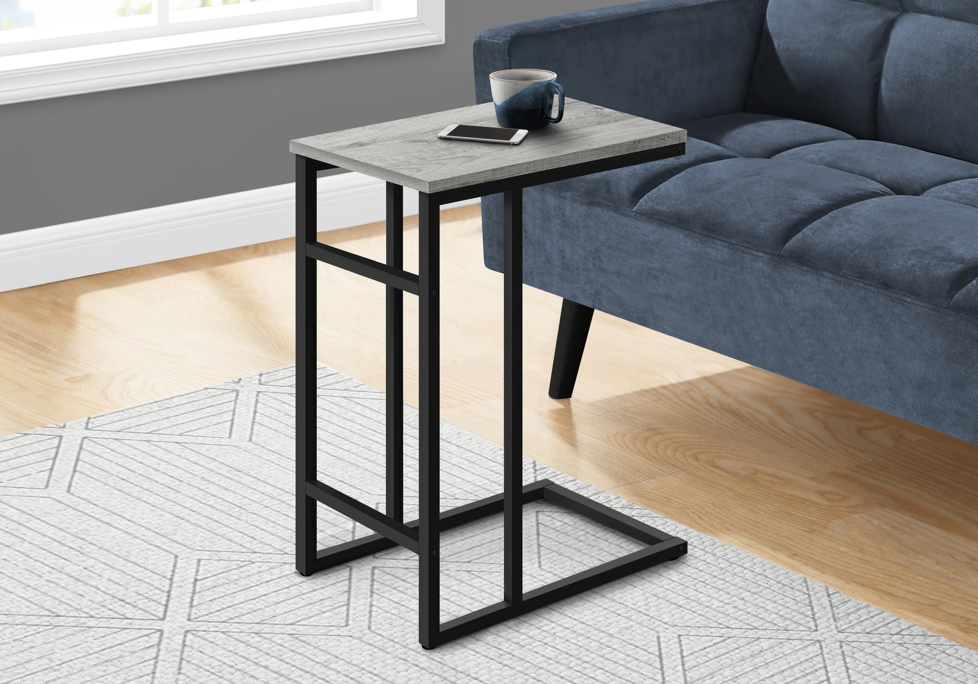 C-Shape Side Table - 24"H Black-Accent Table-DECOROLALA