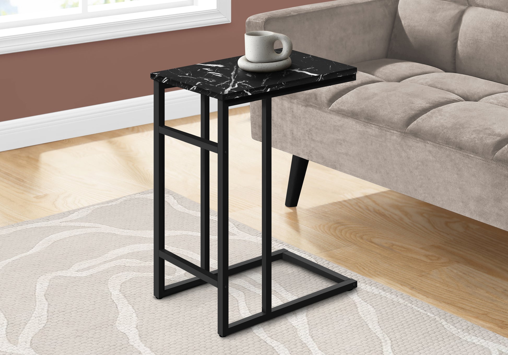 C-Shape Side Table - 24"H Black-Accent Table-DECOROLALA