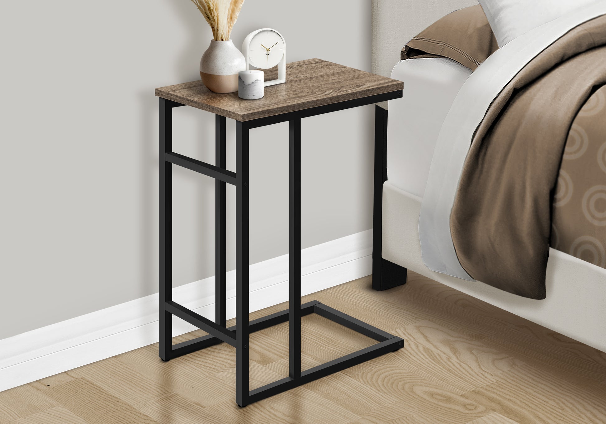 C-Shape Side Table - 24"H Black-Accent Table-DECOROLALA
