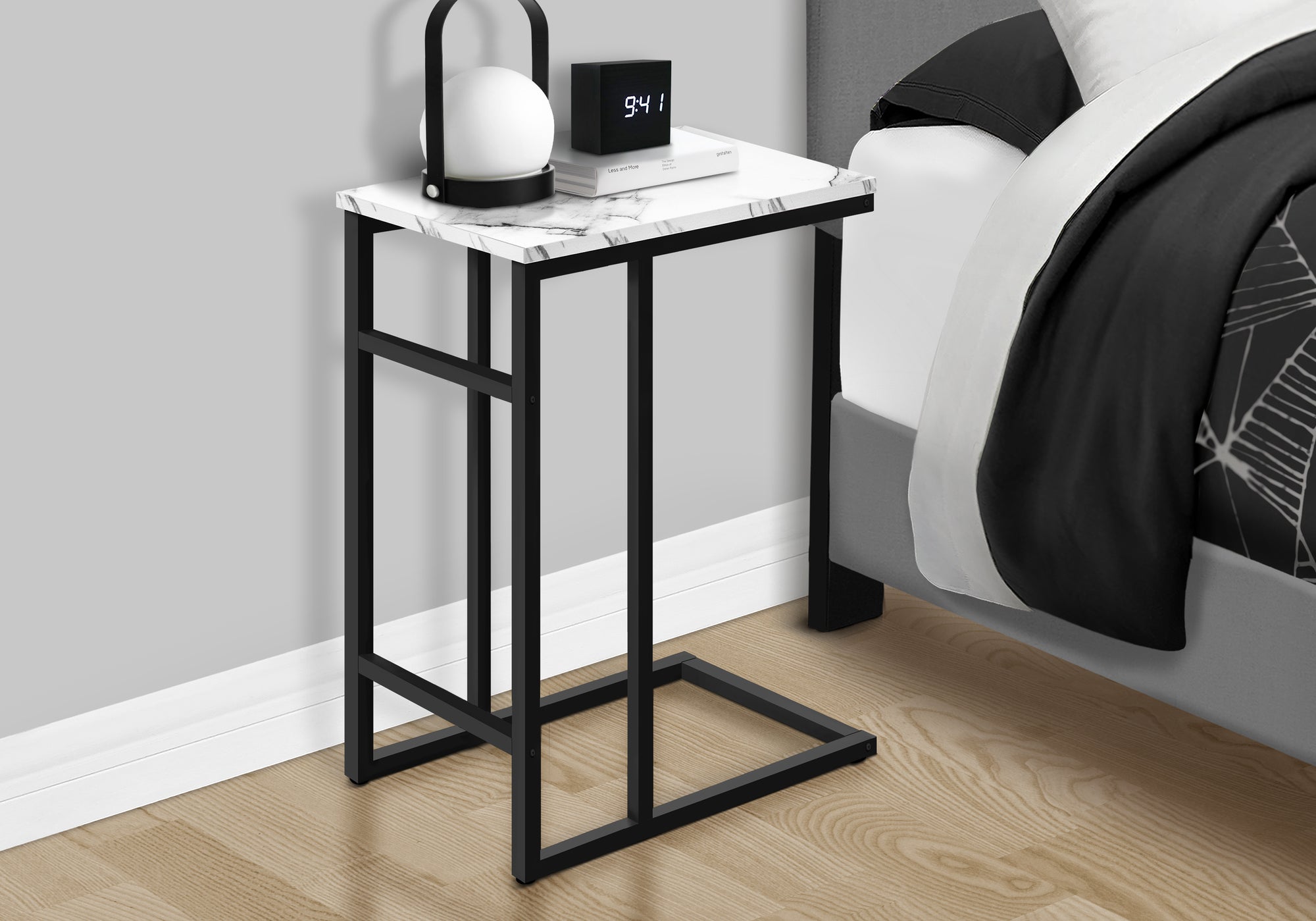 C-Shape Side Table - 24"H Black-Accent Table-DECOROLALA