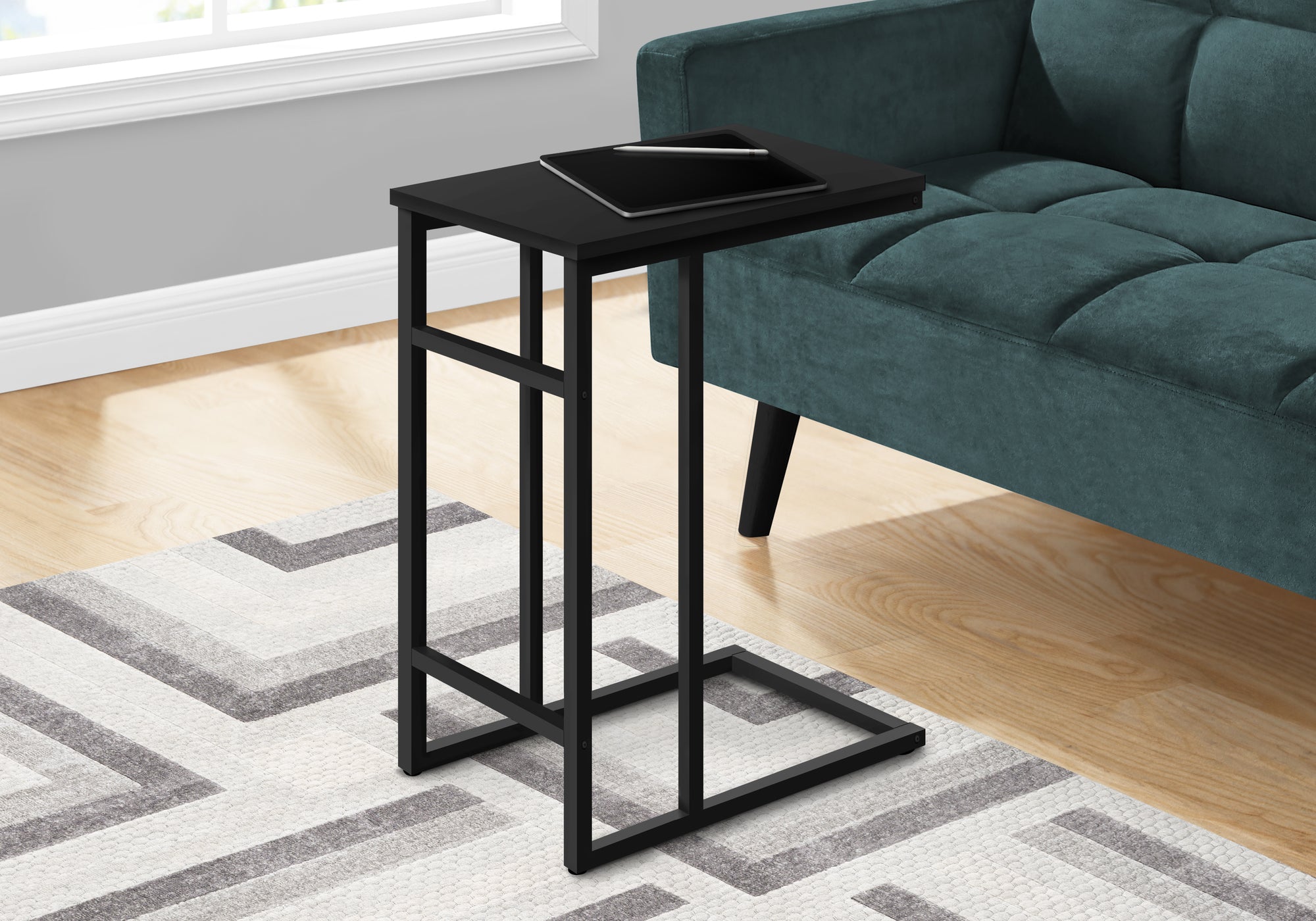 C-Shape Side Table - 24"H Black-Accent Table-DECOROLALA